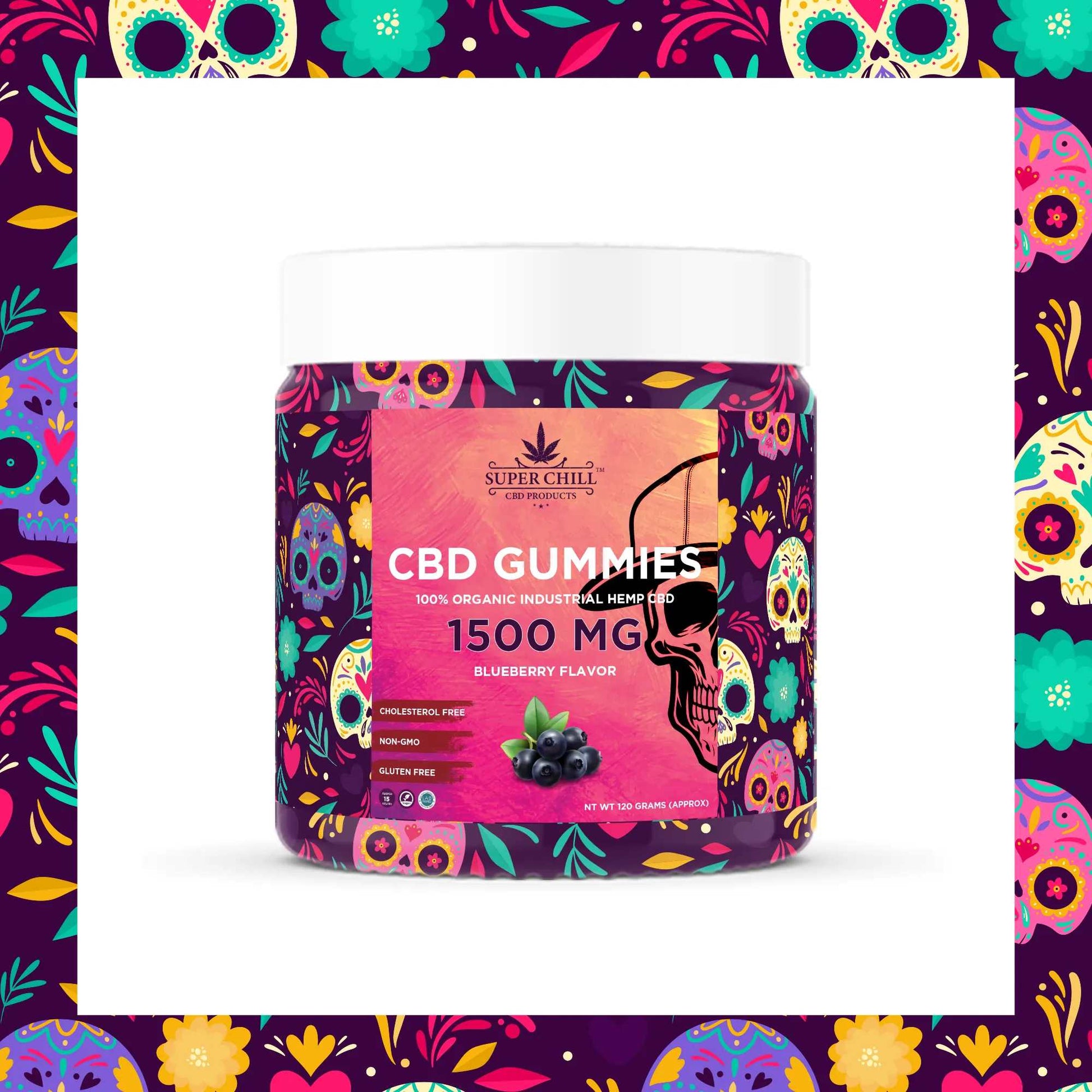 Super Chill CBD Gummies Jar - 1500 MG - 100% Natural - 15 Gummies (100MG Each) - Made in USA