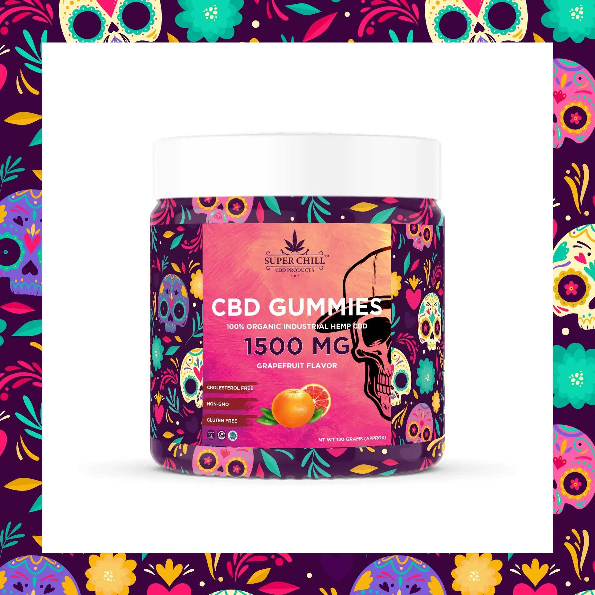 Super Chill CBD Gummies Jar - 1500 MG - 100% Natural - 15 Gummies (100MG Each) - Made in USA