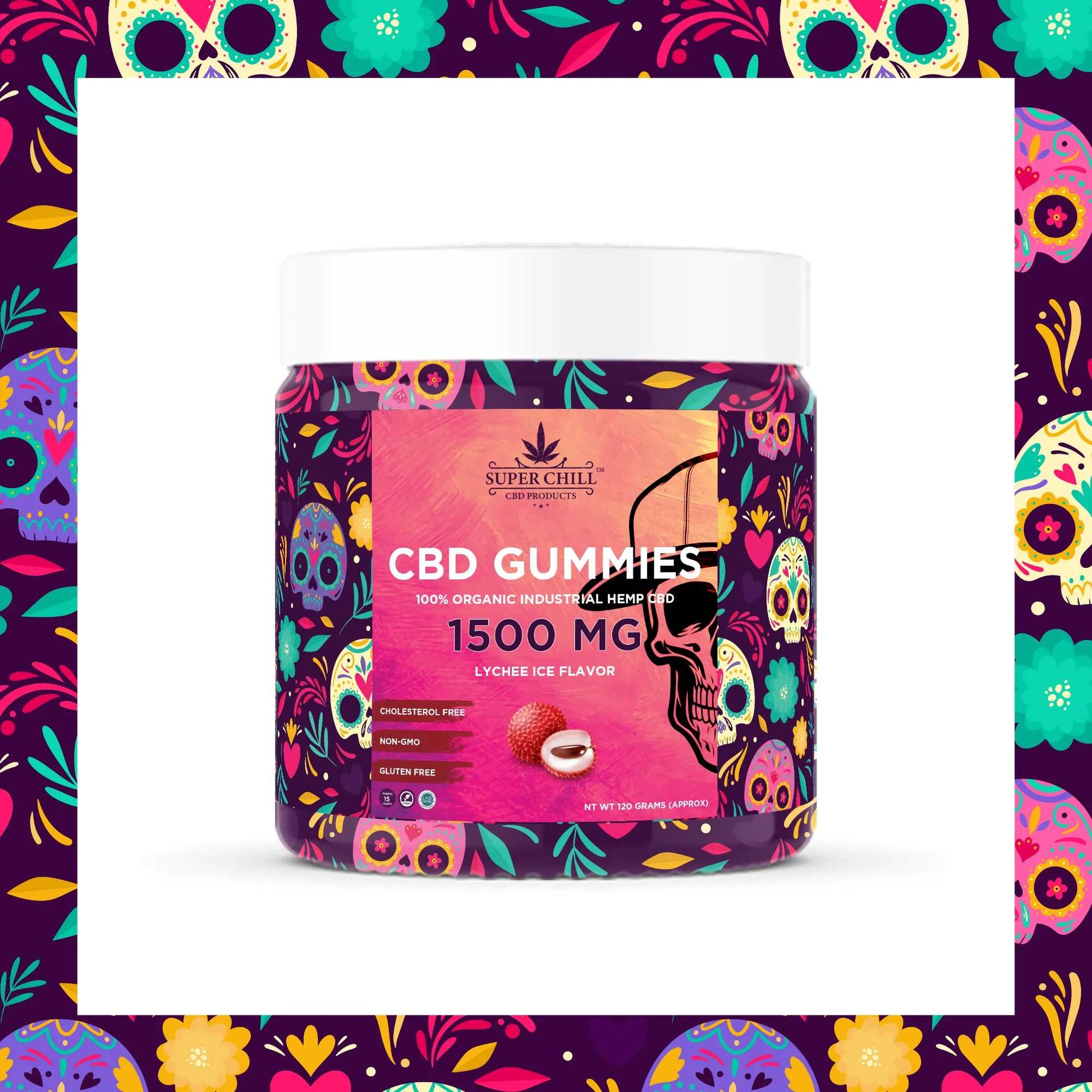 Super Chill CBD Gummies Jar - 1500 MG - 100% Natural - 15 Gummies (100MG Each) - Made in USA