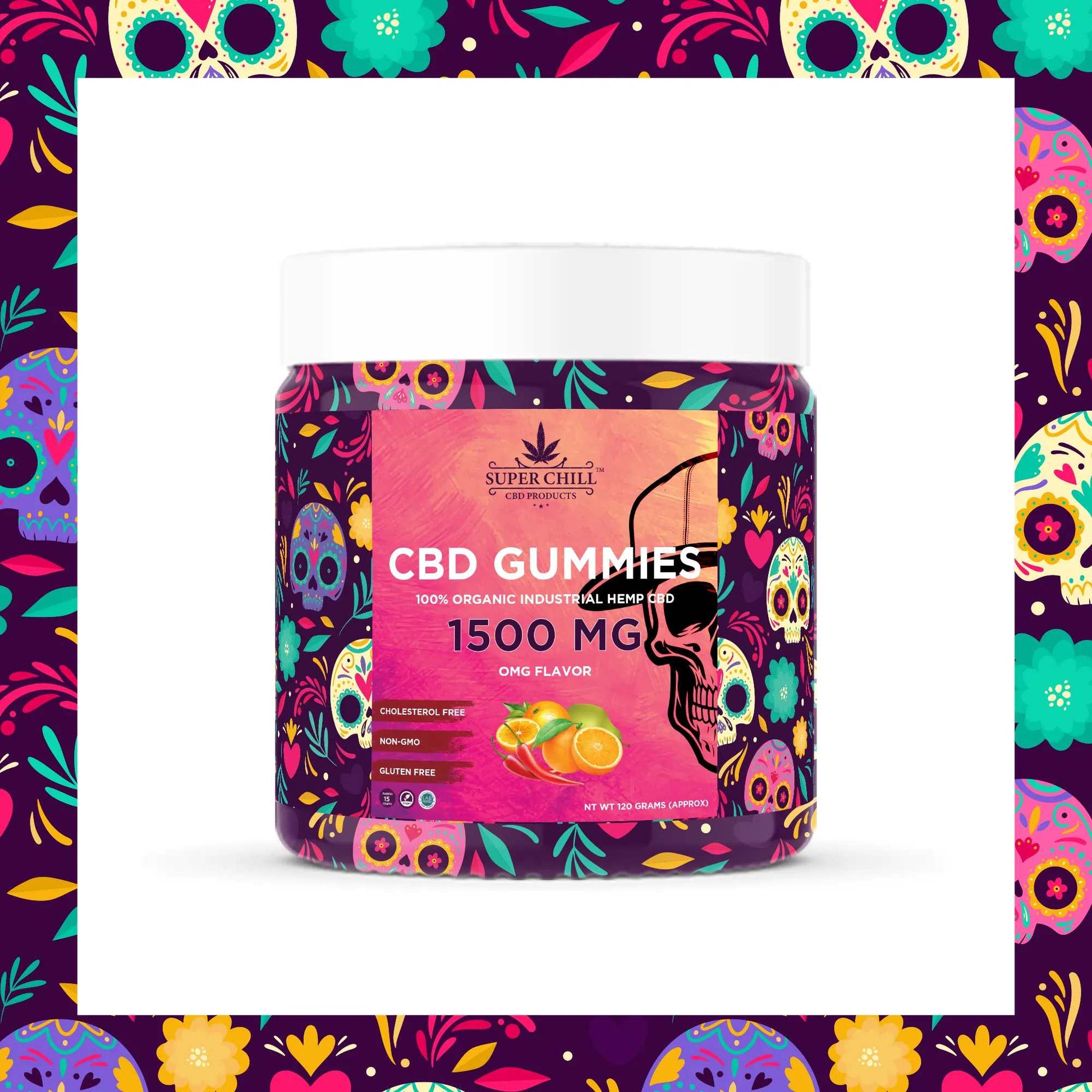 Super Chill CBD Gummies Jar - 1500 MG - 100% Natural - 15 Gummies (100MG Each) - Made in USA