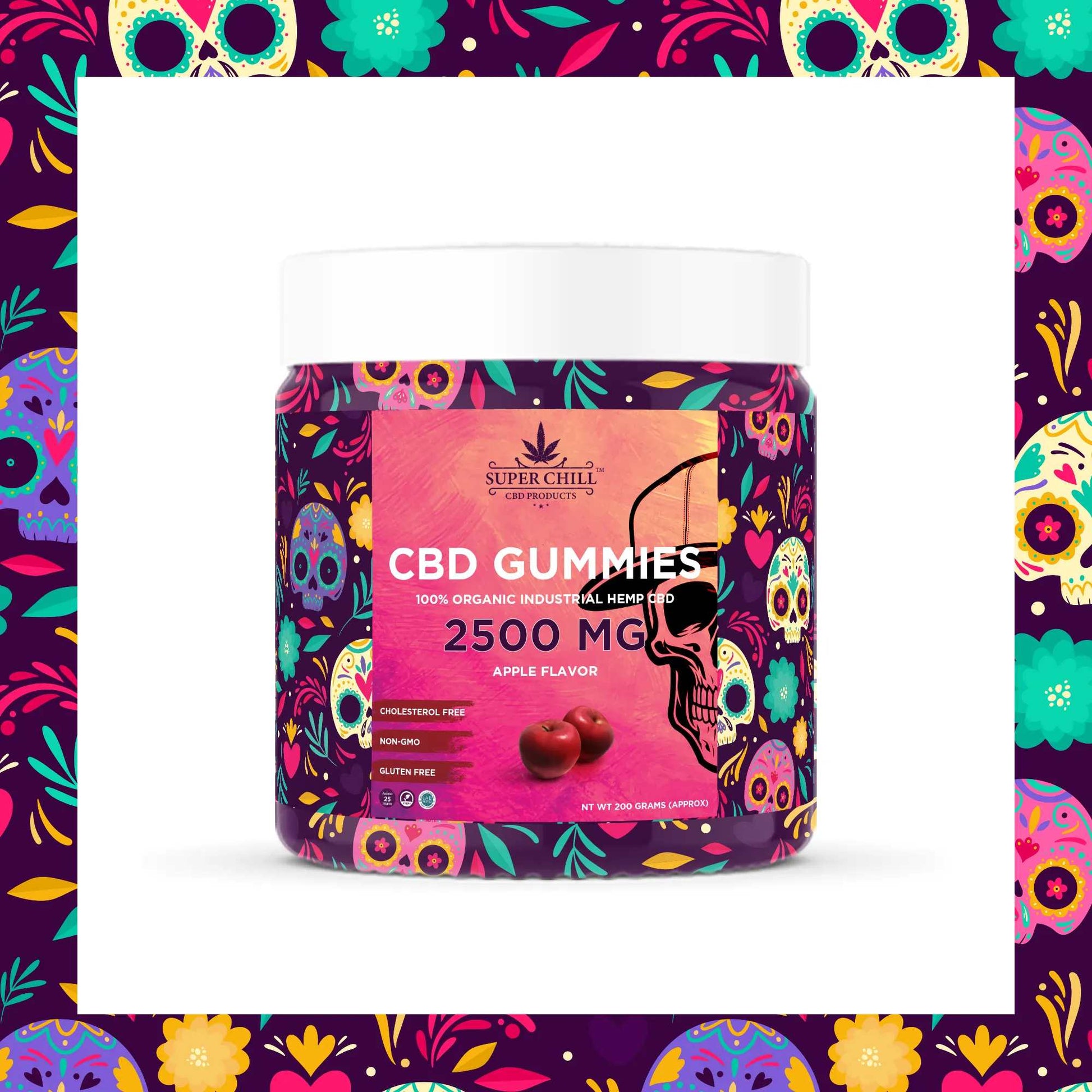 Super Chill CBD Gummies Jar - 2500 MG - 100% Natural - 25 Gummies (100MG Each) - Made in USA