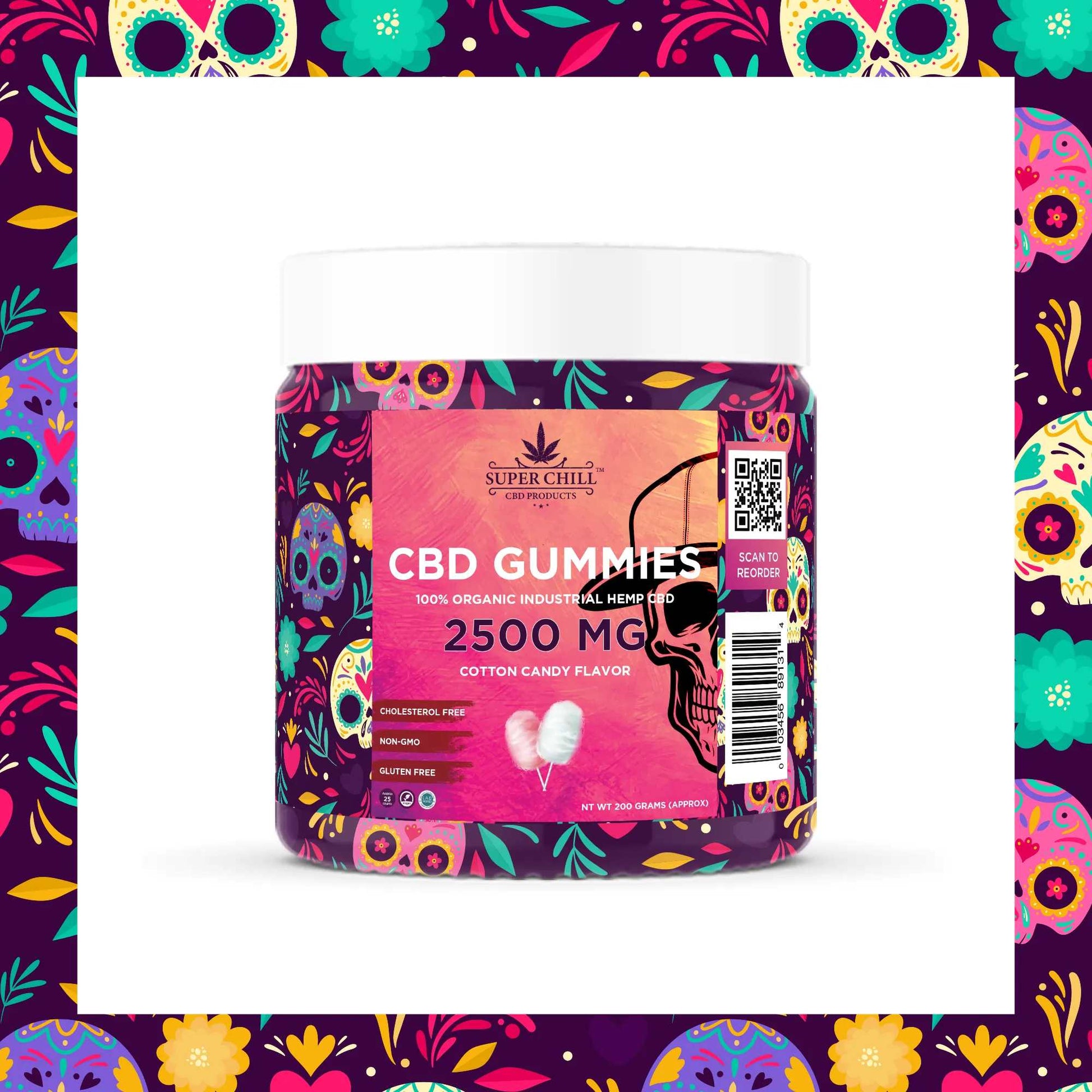 Super Chill CBD Gummies Jar - 2500 MG - 100% Natural - 25 Gummies (100MG Each) - Made in USA