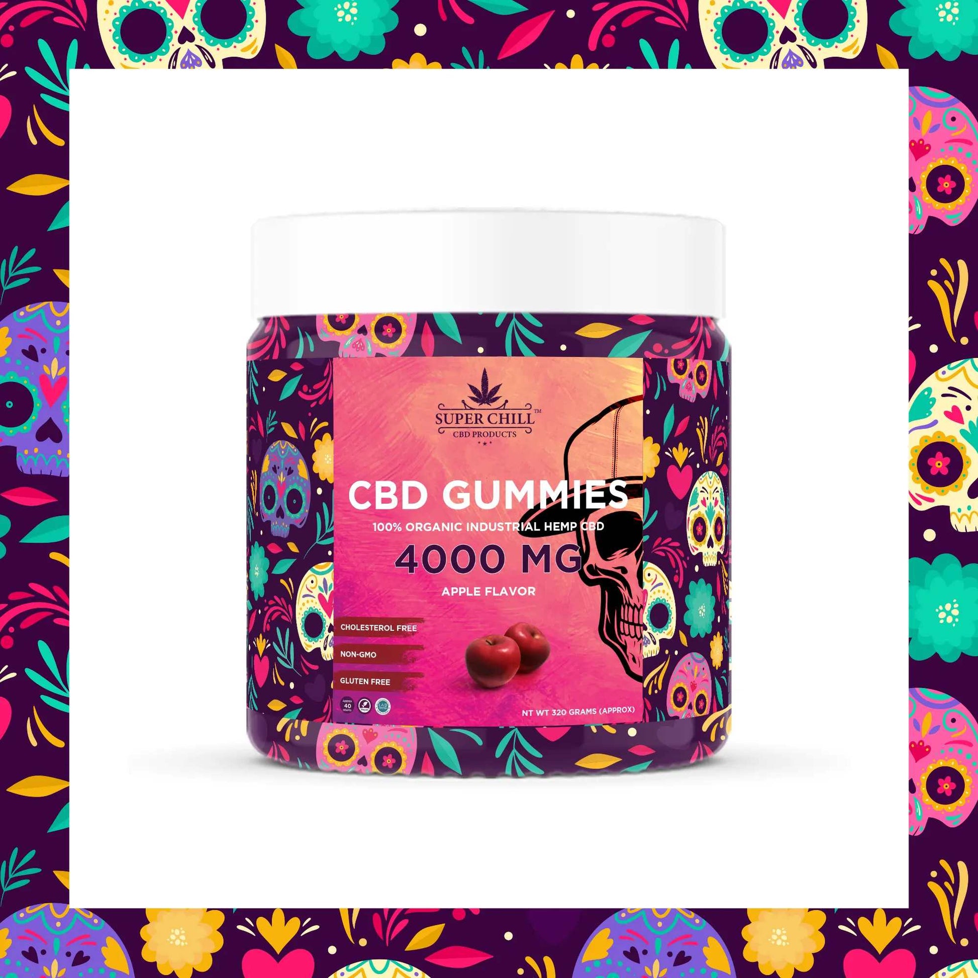 Super Chill CBD Gummies Jar - 4000 MG - 100% Natural - 40 Gummies (100MG Each) - Made in USA
