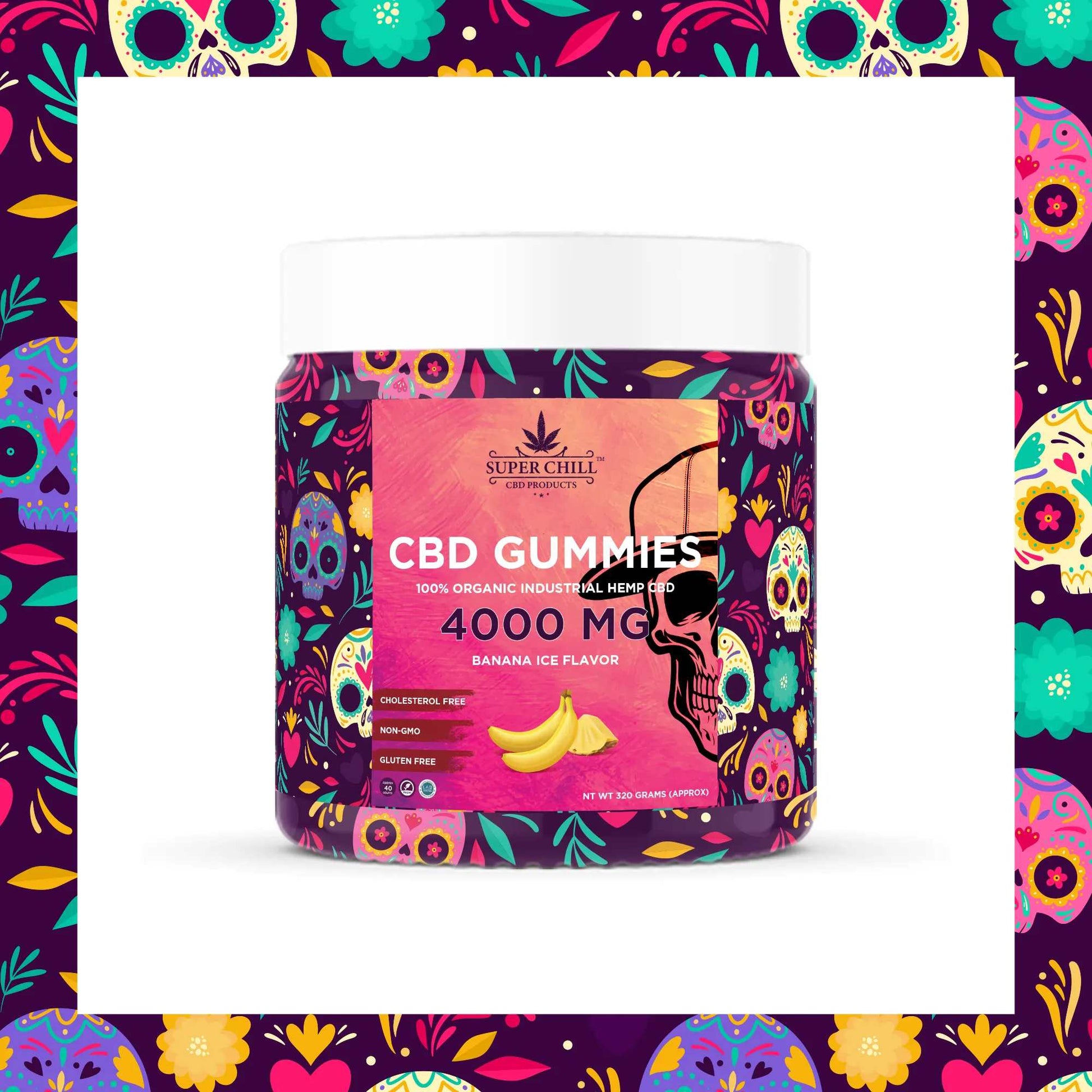 Super Chill CBD Gummies Jar - 4000 MG - 100% Natural - 40 Gummies (100MG Each) - Made in USA