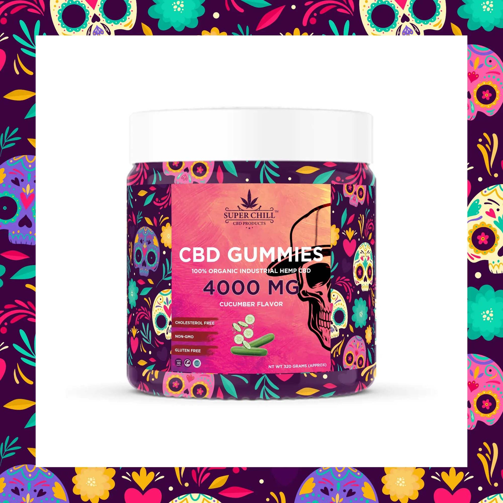 Super Chill CBD Gummies Jar - 4000 MG - 100% Natural - 40 Gummies (100MG Each) - Made in USA