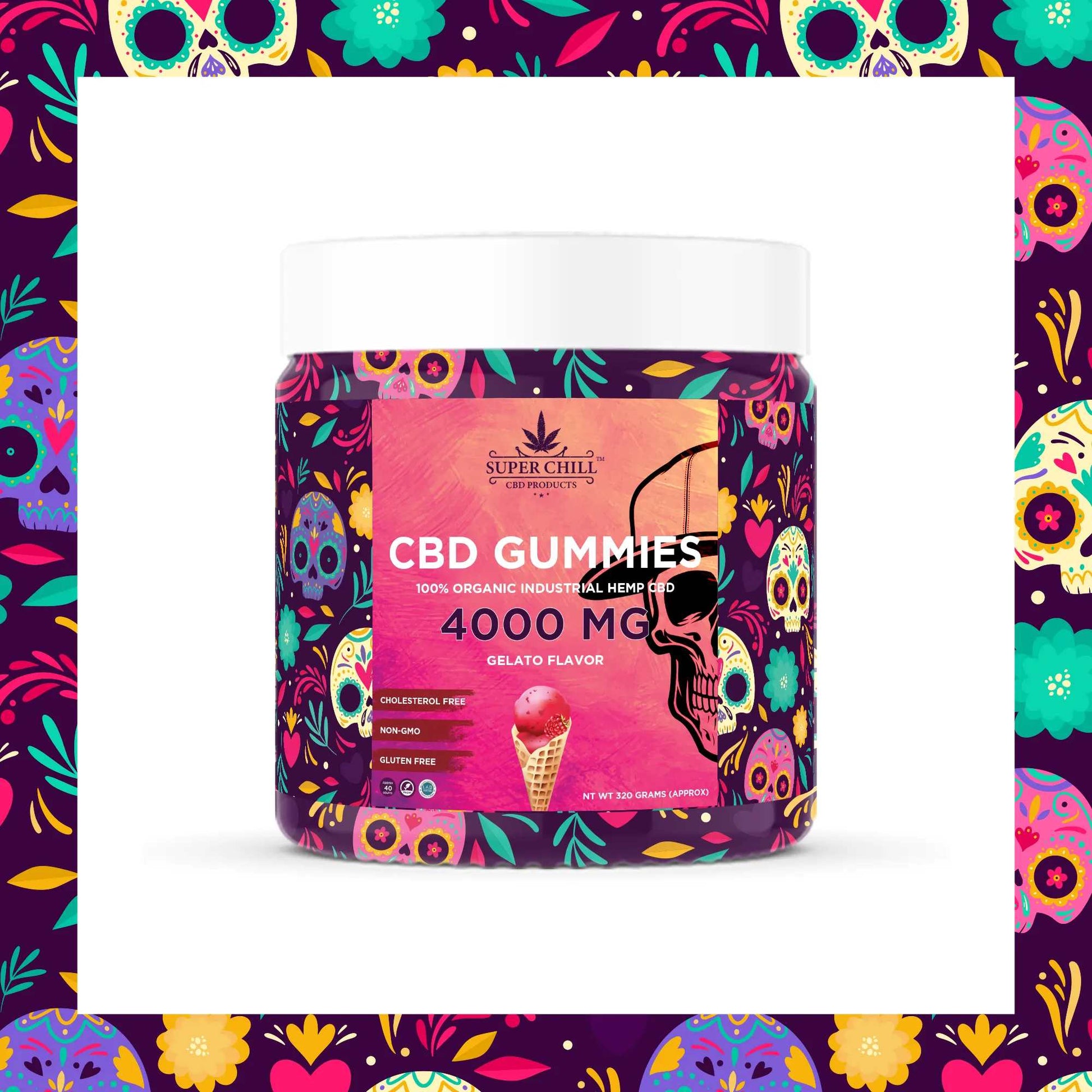Super Chill CBD Gummies Jar - 4000 MG - 100% Natural - 40 Gummies (100MG Each) - Made in USA