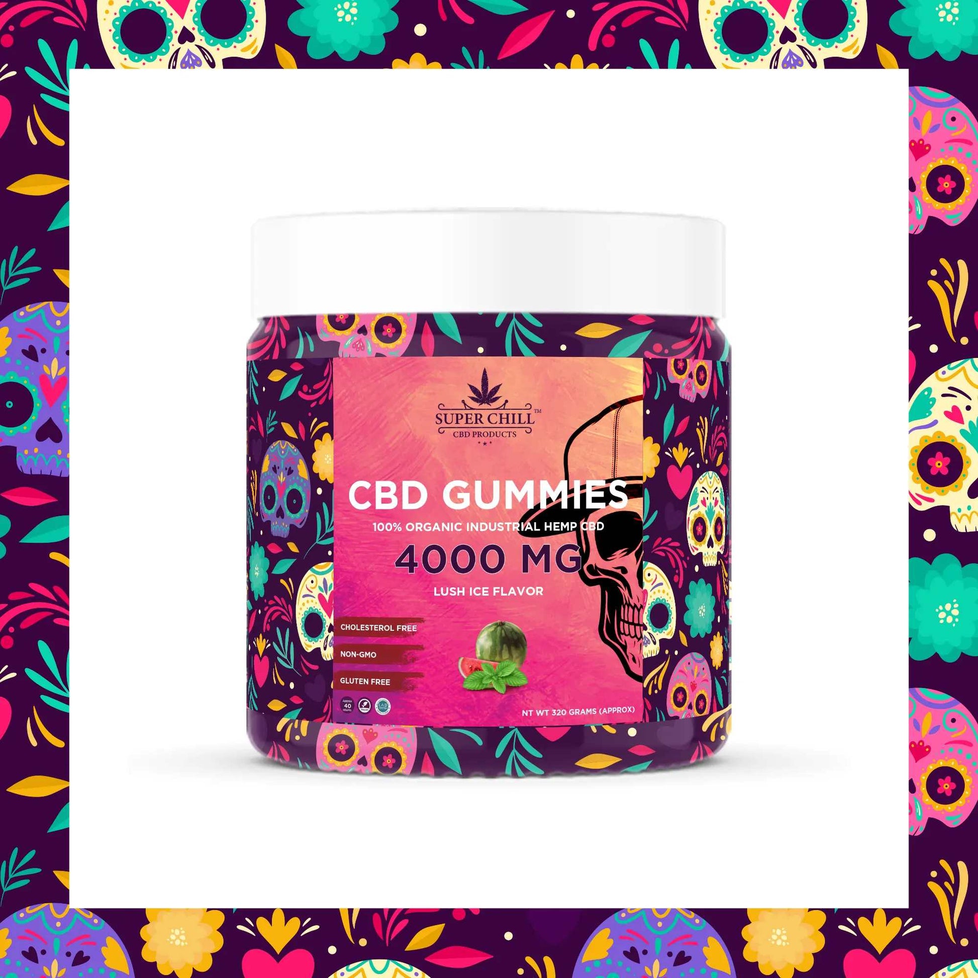 Super Chill CBD Gummies Jar - 4000 MG - 100% Natural - 40 Gummies (100MG Each) - Made in USA