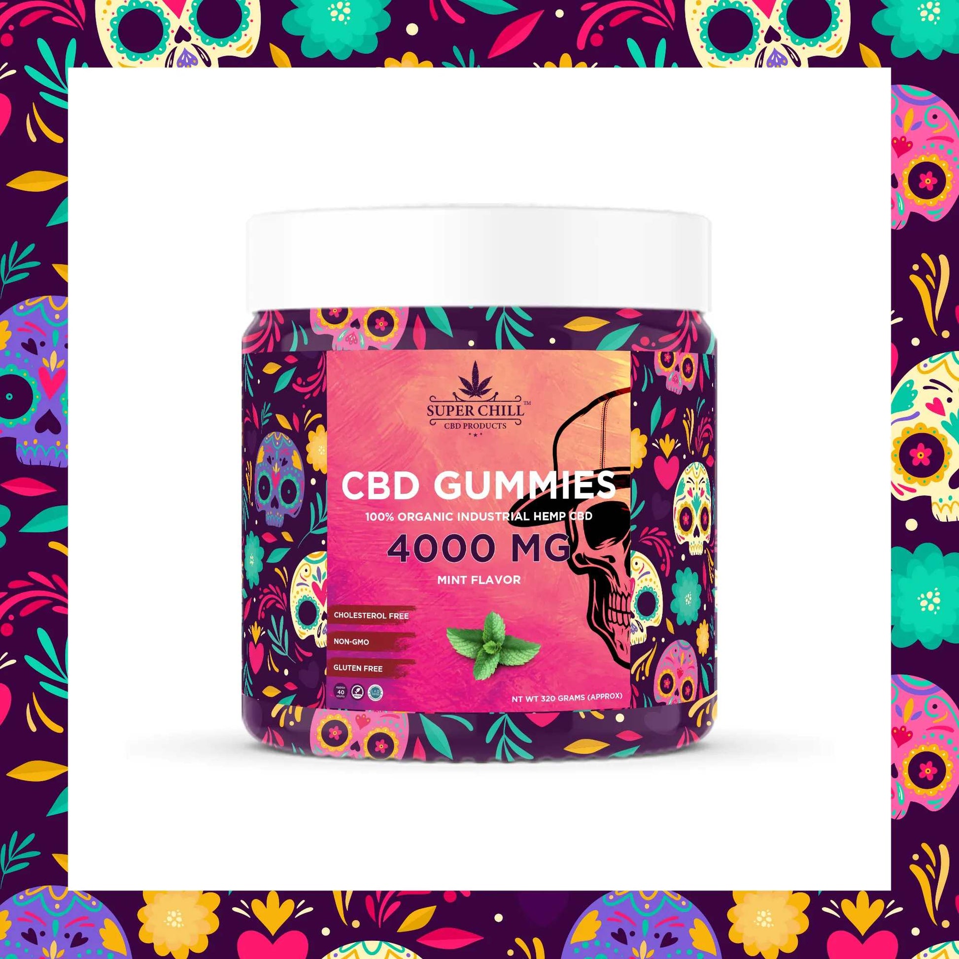 Super Chill CBD Gummies Jar - 4000 MG - 100% Natural - 40 Gummies (100MG Each) - Made in USA