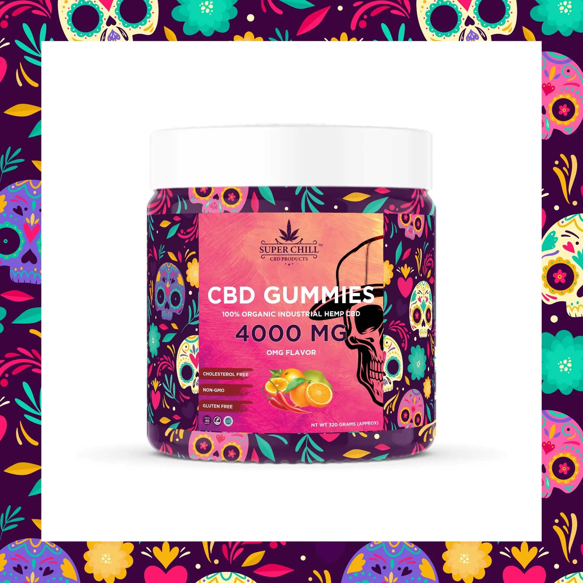 Super Chill CBD Gummies Jar - 4000 MG - 100% Natural - 40 Gummies (100MG Each) - Made in USA