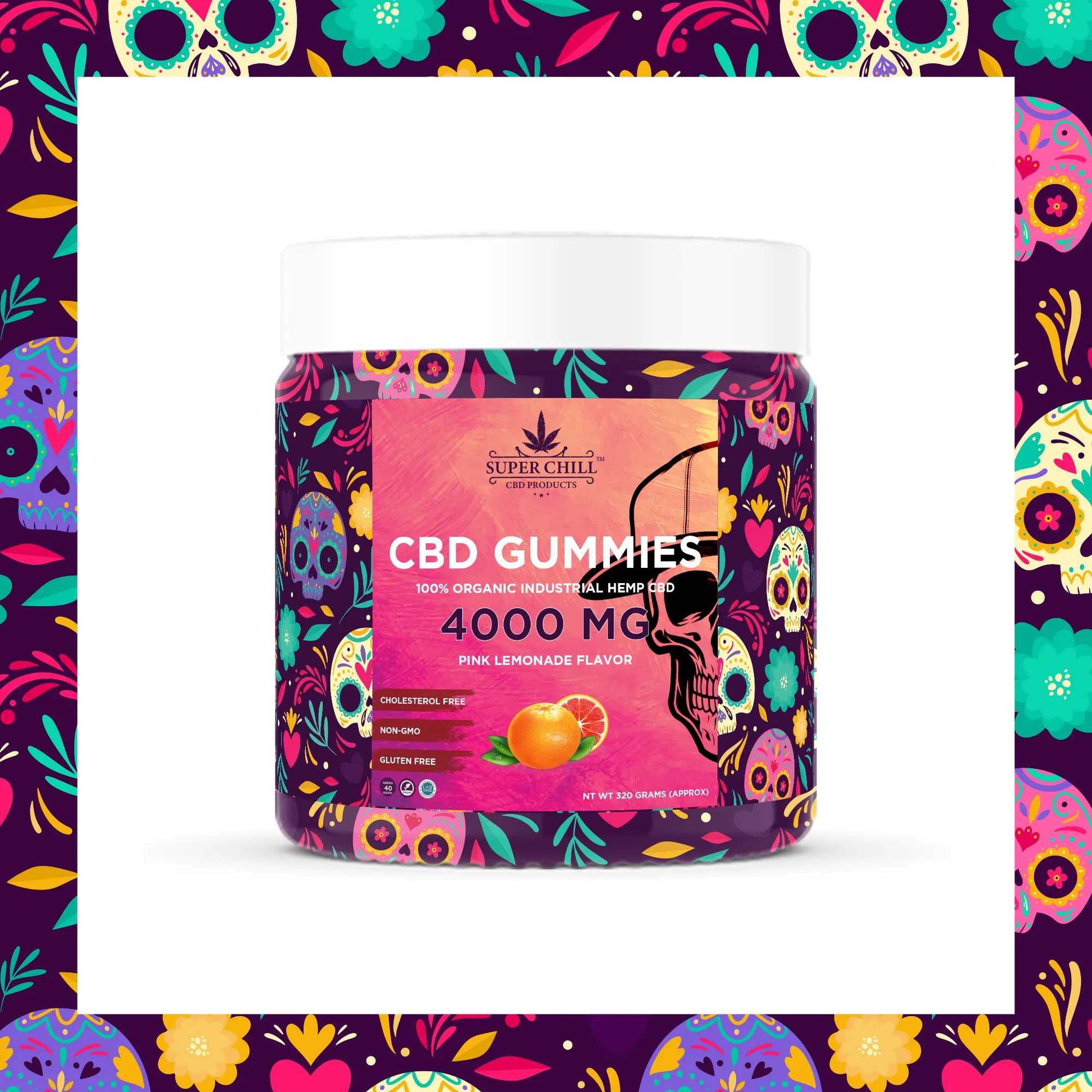 Super Chill CBD Gummies Jar - 4000 MG - 100% Natural - 40 Gummies (100MG Each) - Made in USA