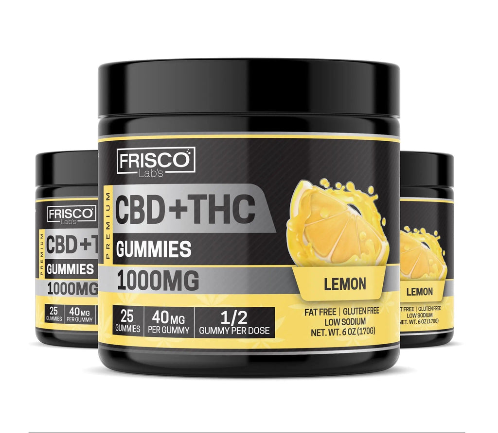 CBD+THC Gummies, Lemon - 1000mg | 25 Pcs Gummies