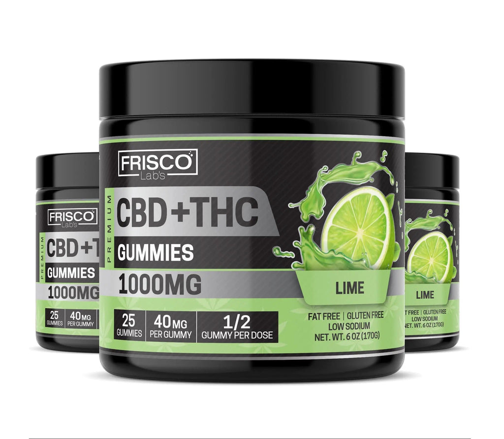 CBD+THC Gummies, Lime - 1000mg | 25 Pcs Gummies (Sour)(Hard Texture)