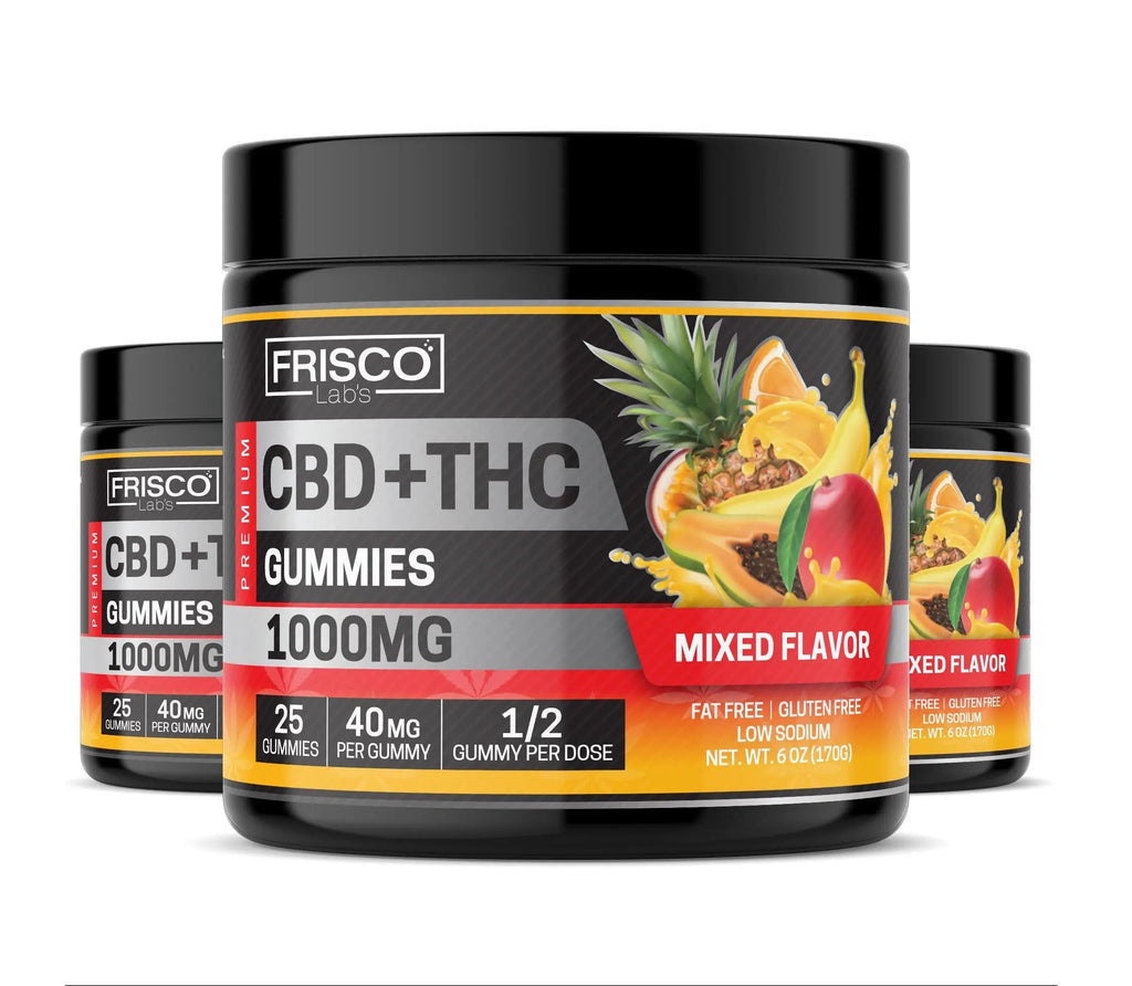CBD + THC Gummies, Mix Flavor - 1000mg | 25 Pcs Gummies