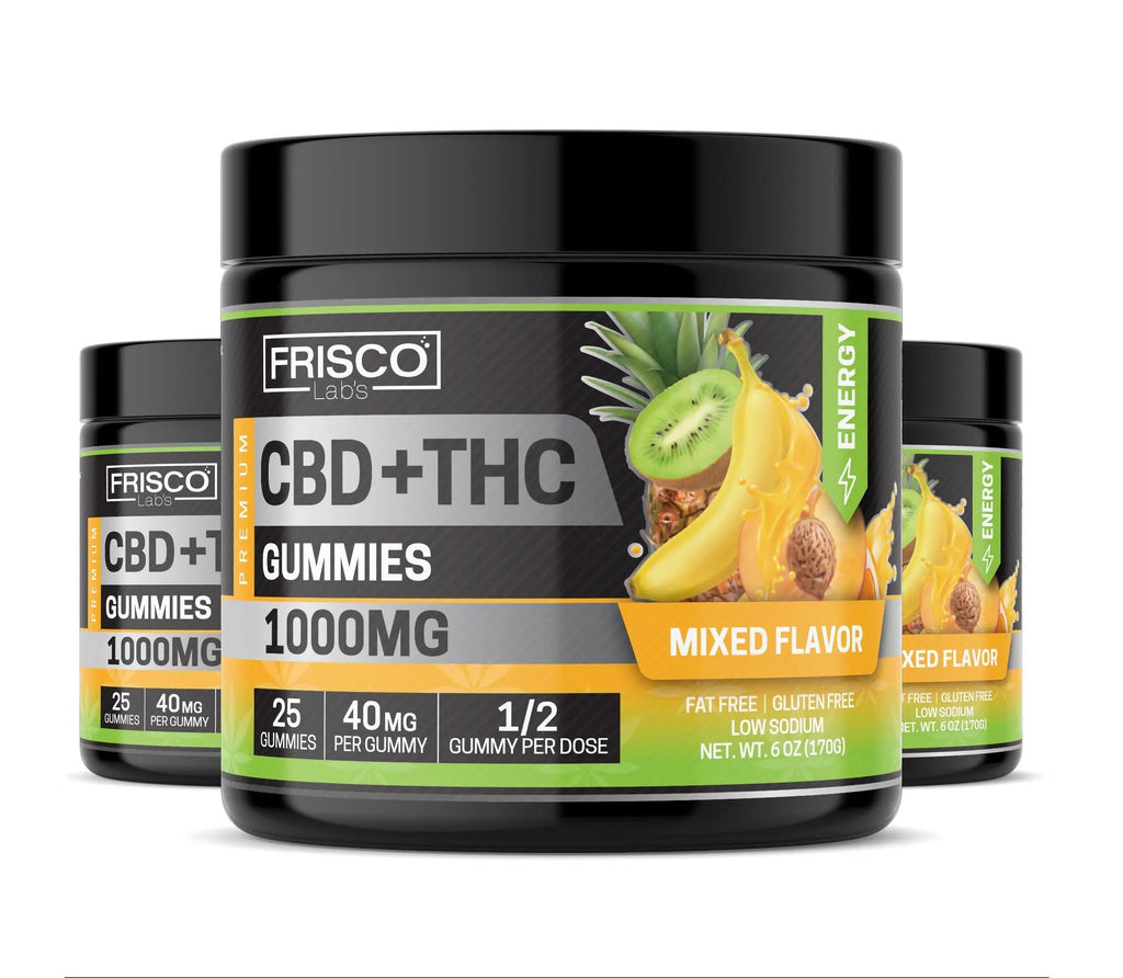 CBD +THC Gummies, Mix Flavor Energy - 1000mg | 25 Pcs Gummies