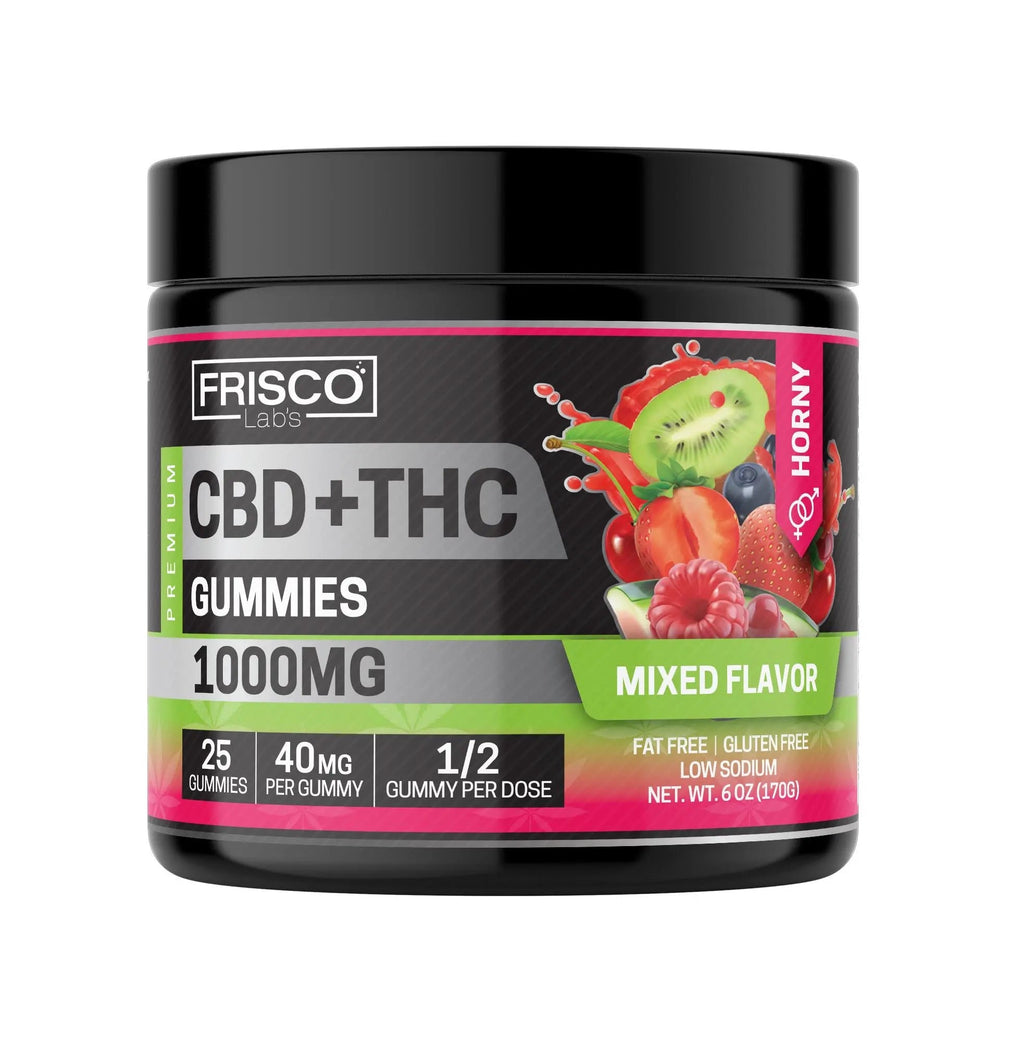 CBD+ THC Gummies, Mix Flavor Horny- 1000mg | 25 Pcs Gummies