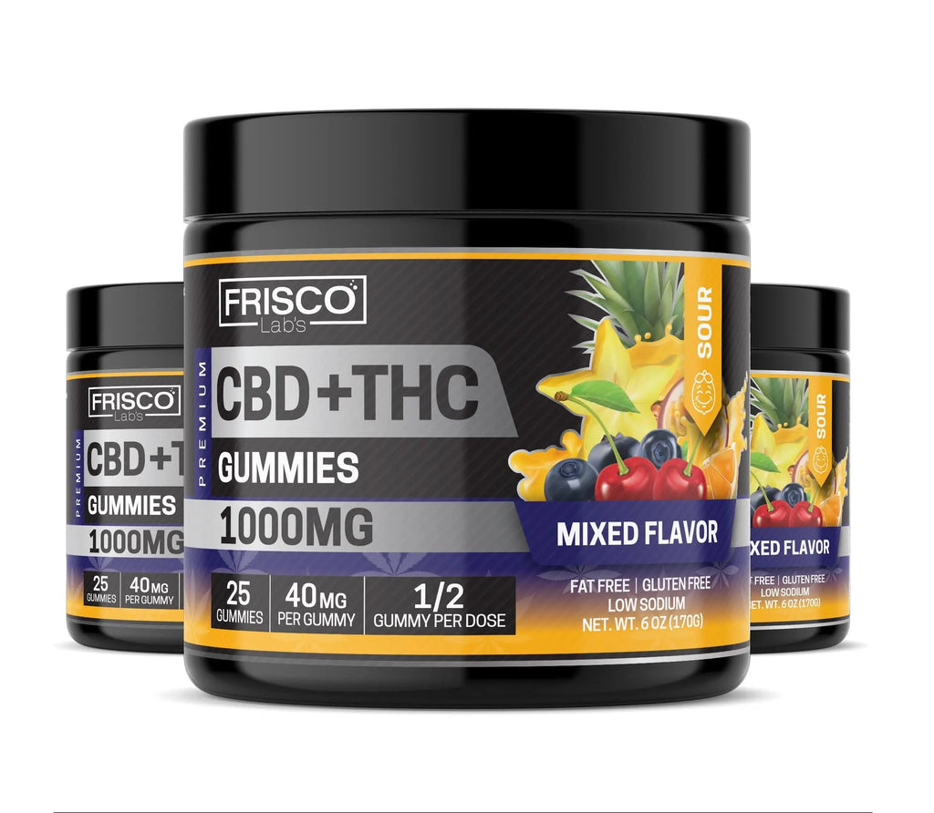 CBD+THC Gummies, Mix Flavor Sour- 1000mg | 25 Pcs Gummies