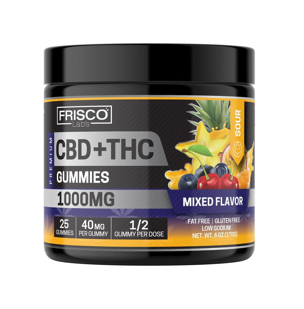 CBD+THC Gummies, Mix Flavor Sour- 1000mg | 25 Pcs Gummies