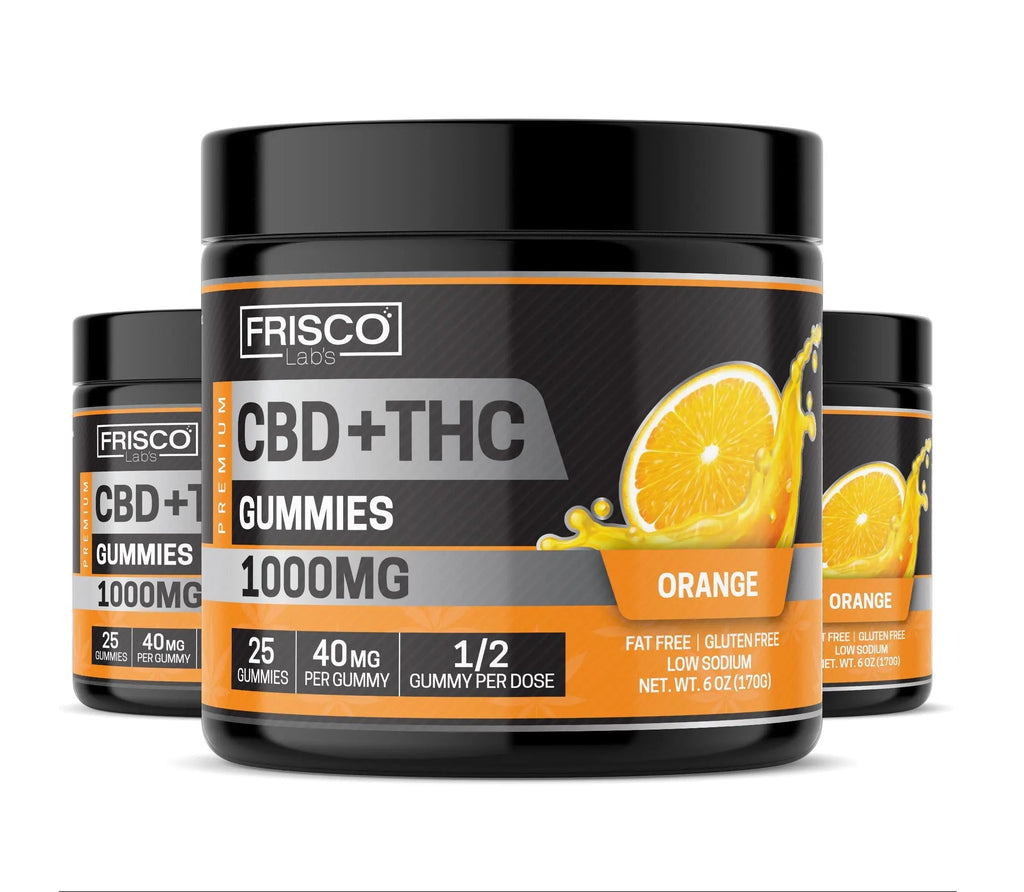 CBD+THC Gummies, Orange - 1000mg | 25 Pcs Gummies
