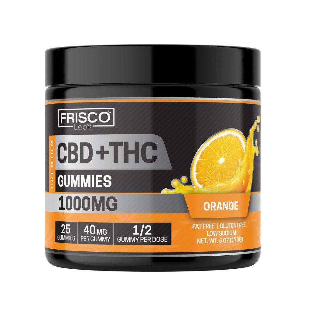 CBD+THC Gummies, Orange - 1000mg | 25 Pcs Gummies
