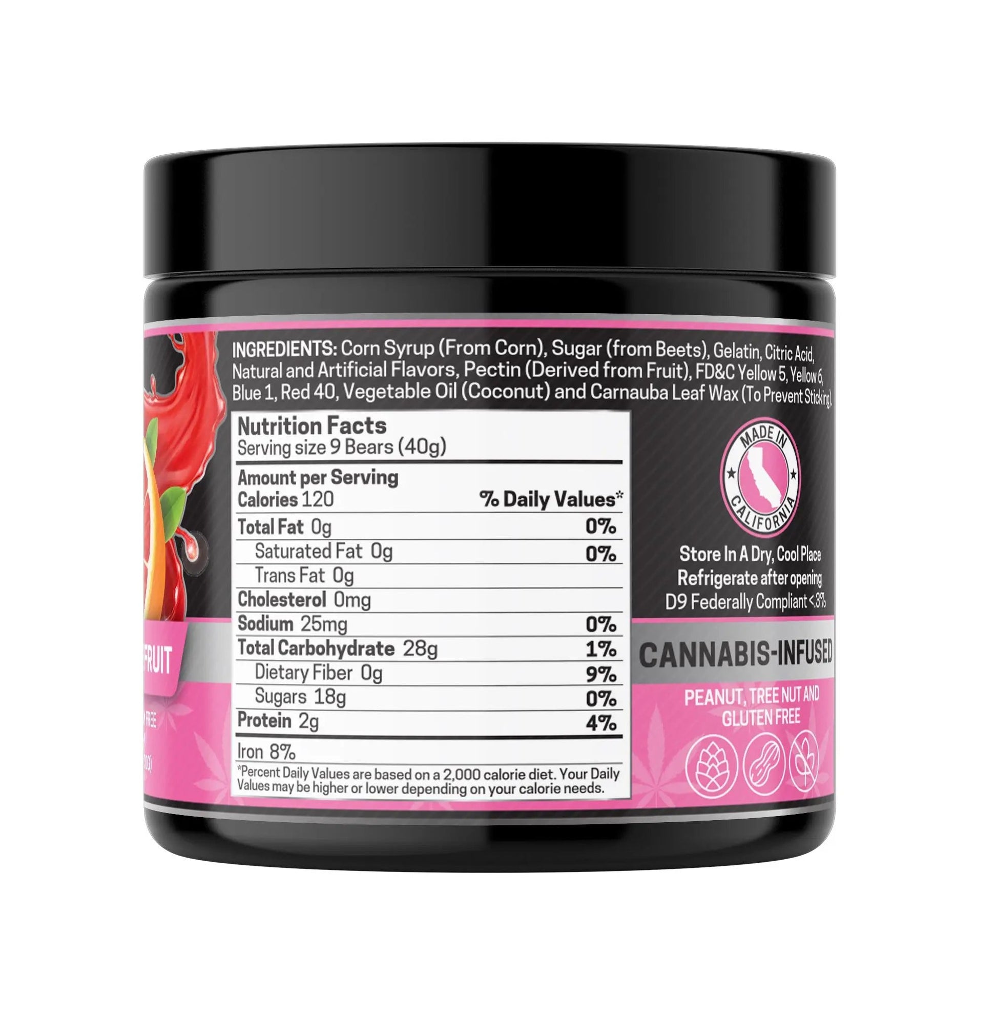 CBD+THC Gummies, Pink Grapefruit - 1000mg | 25 Pcs Gummies
