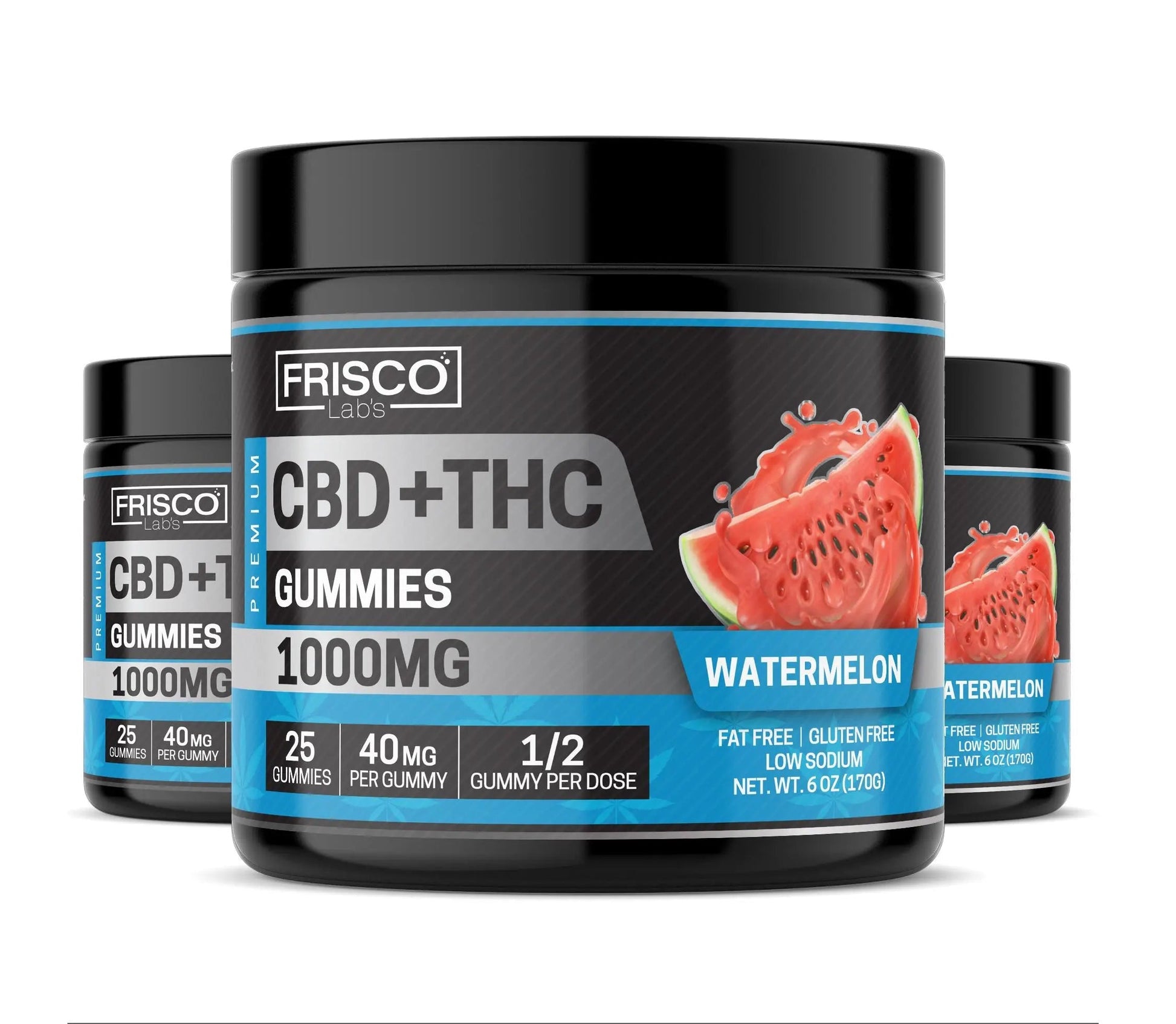 CBD+THC Gummies, Watermelon - 1000mg | 25 Pcs Gummies