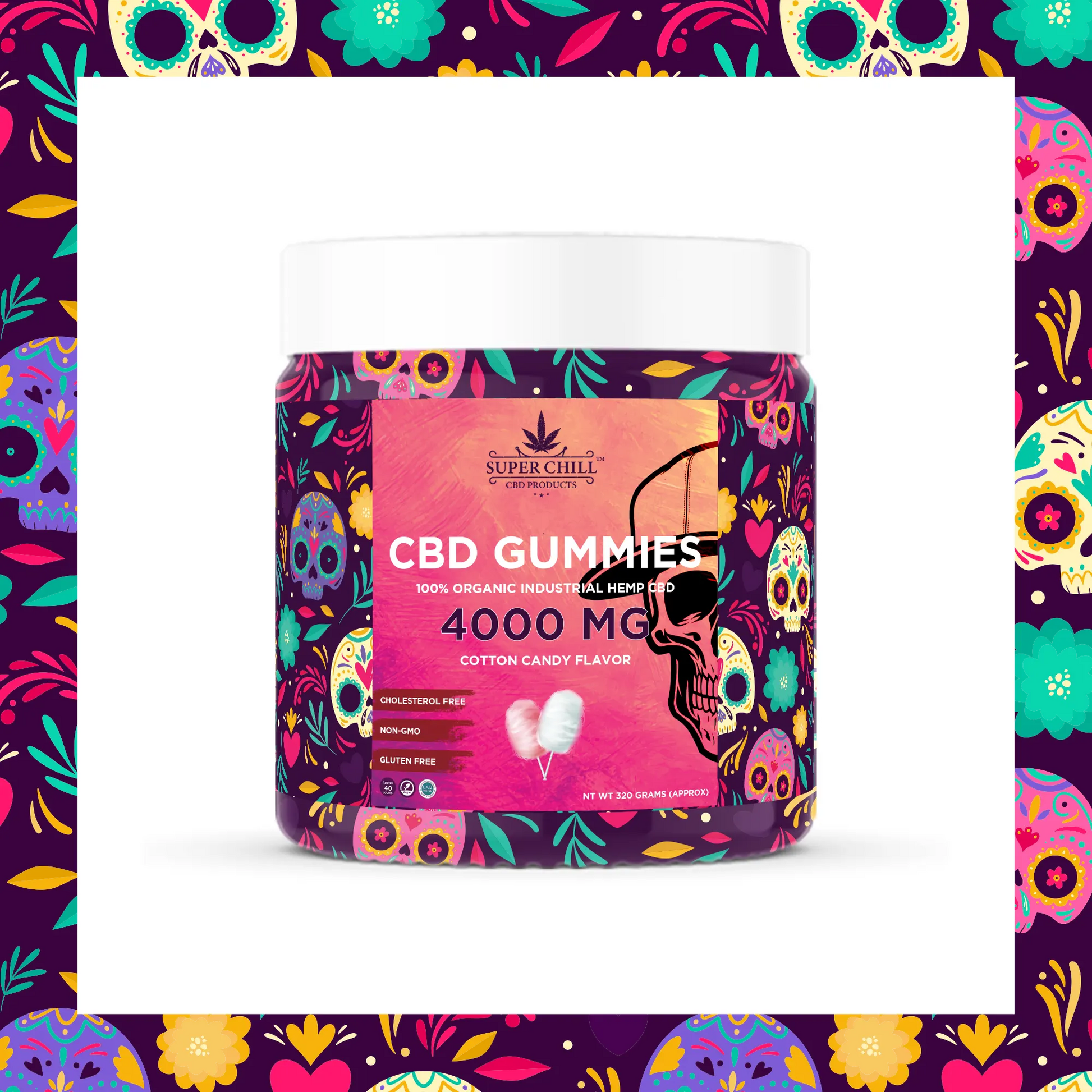 Super Chill CBD Gummies Jar - 4000 MG - 100% Natural - 40 Gummies (100MG Each) - Made in USA