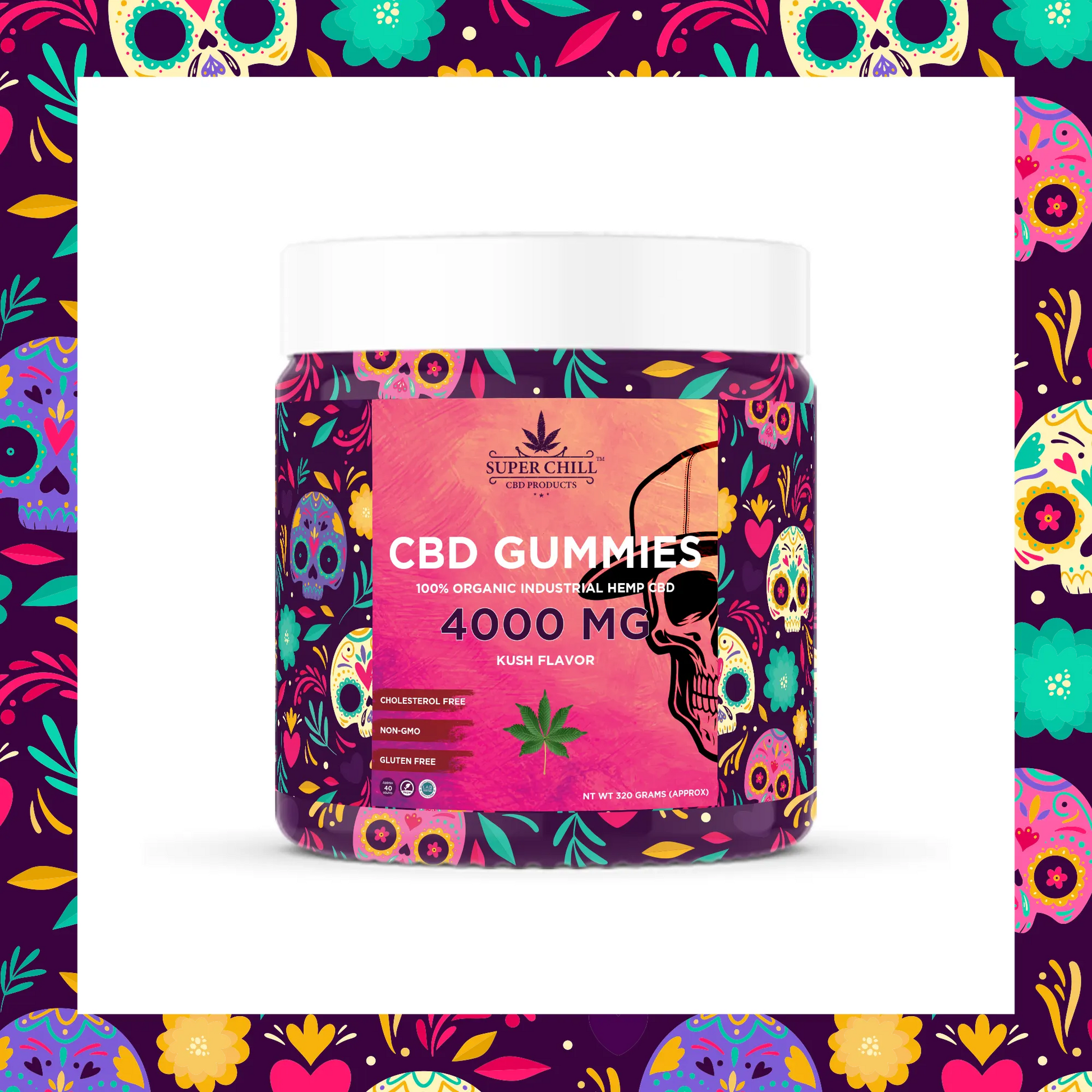 Super Chill CBD Gummies Jar - 4000 MG - 100% Natural - 40 Gummies (100MG Each) - Made in USA
