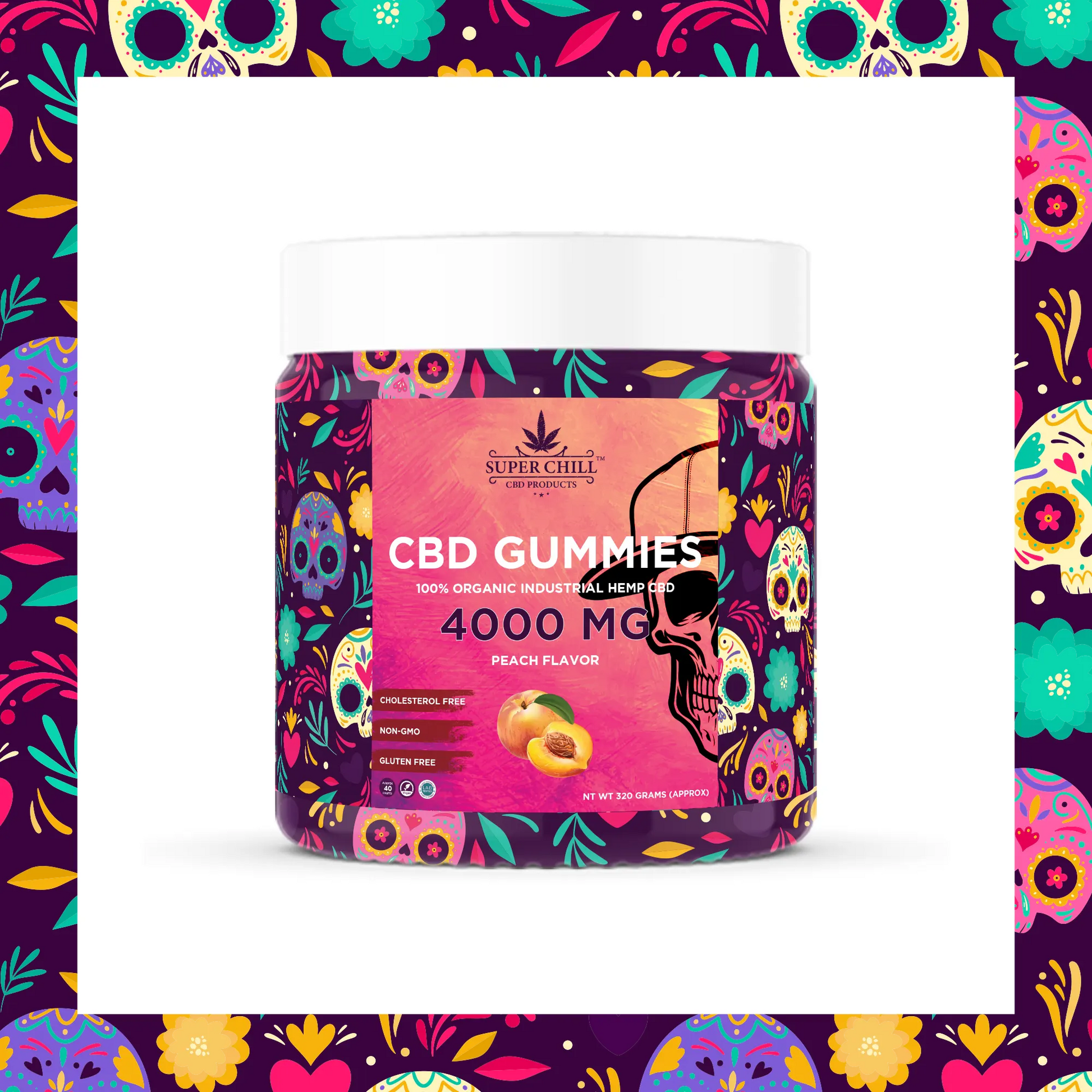 Super Chill CBD Gummies Jar - 4000 MG - 100% Natural - 40 Gummies (100MG Each) - Made in USA