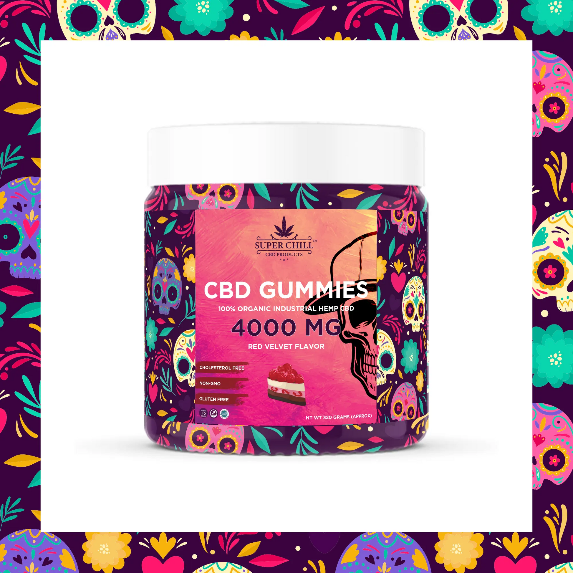 Super Chill CBD Gummies Jar - 4000 MG - 100% Natural - 40 Gummies (100MG Each) - Made in USA