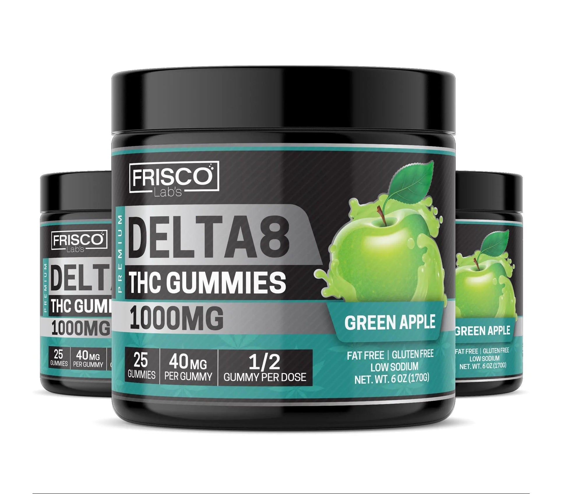 Delta 8 Gummies, Green Apple - 1000mg | 25 Pcs Gummies