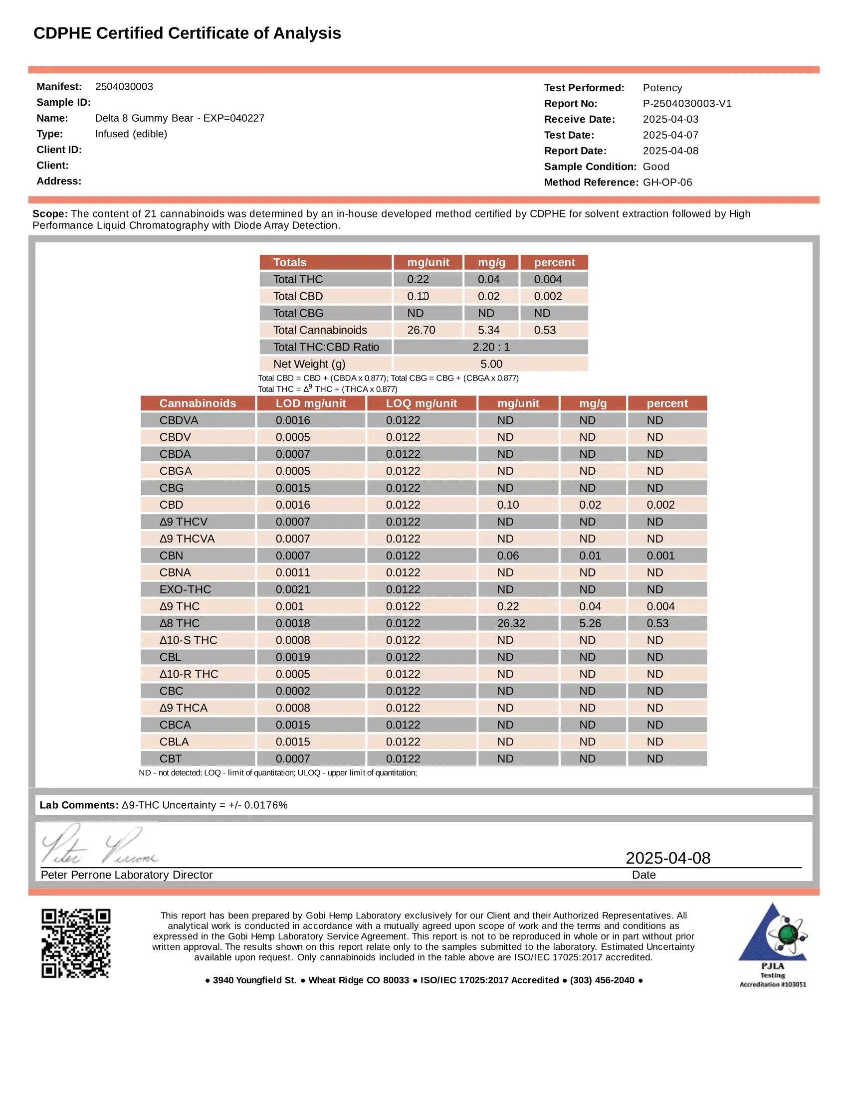 Delta 8 Gummies, Green Apple - 1000mg | 25 Pcs Gummies