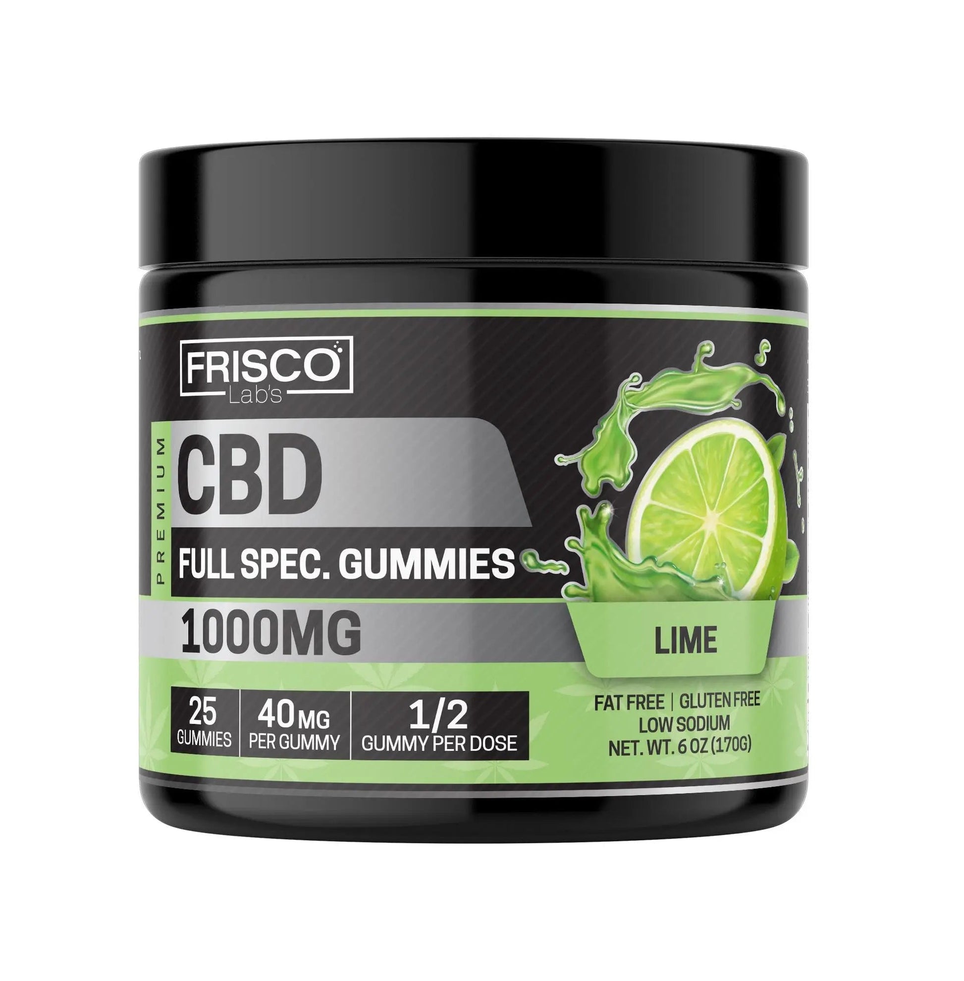 Full Spec. CBD Gummies, Lime - 1000mg | 25 Pcs Gummies (Sour)(Hard Texture)