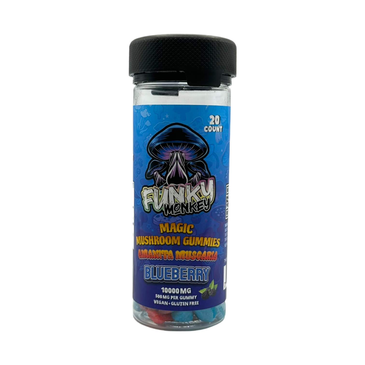 Funky Monkey - Mushroom Gummies - 10000 MG - 100% Natural - 20 Gummies (500MG Each) - Made in USA