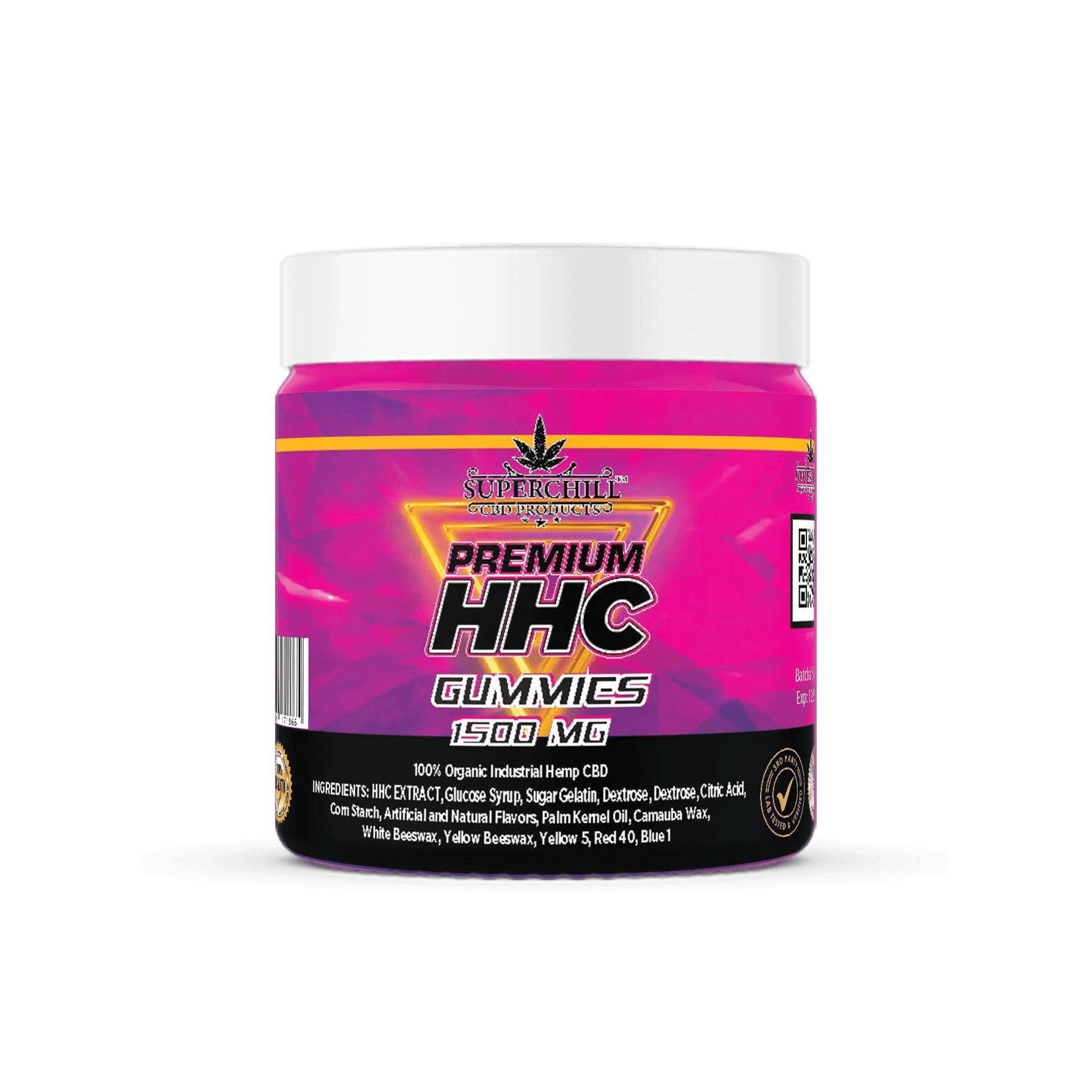 Super Chill CBD - HHC Gummies Jar - 1500 MG - 100% Natural - 15 Gummies (100MG Each) - Made in USA