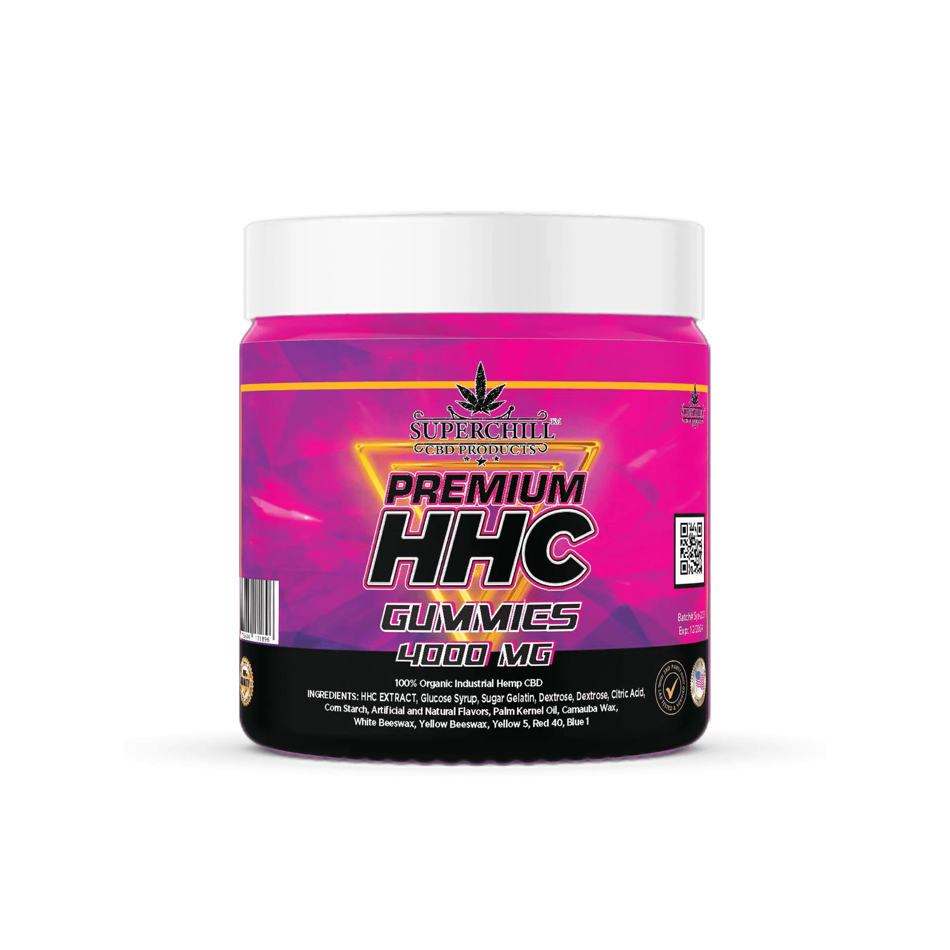 Super Chill CBD - HHC Gummies Jar - 4000 MG - 100% Natural - 40 Gummies (100MG Each) - Made in USA