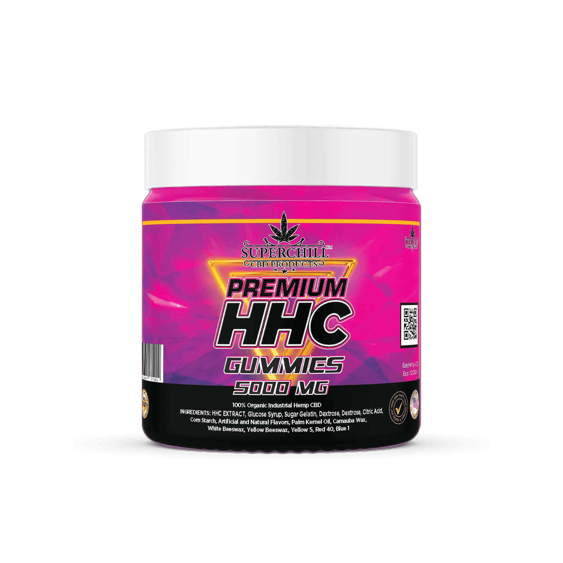 Super Chill CBD - HHC Gummies Jar - 5000 MG - 100% Natural - 50 Gummies (100MG Each) - Made in USA