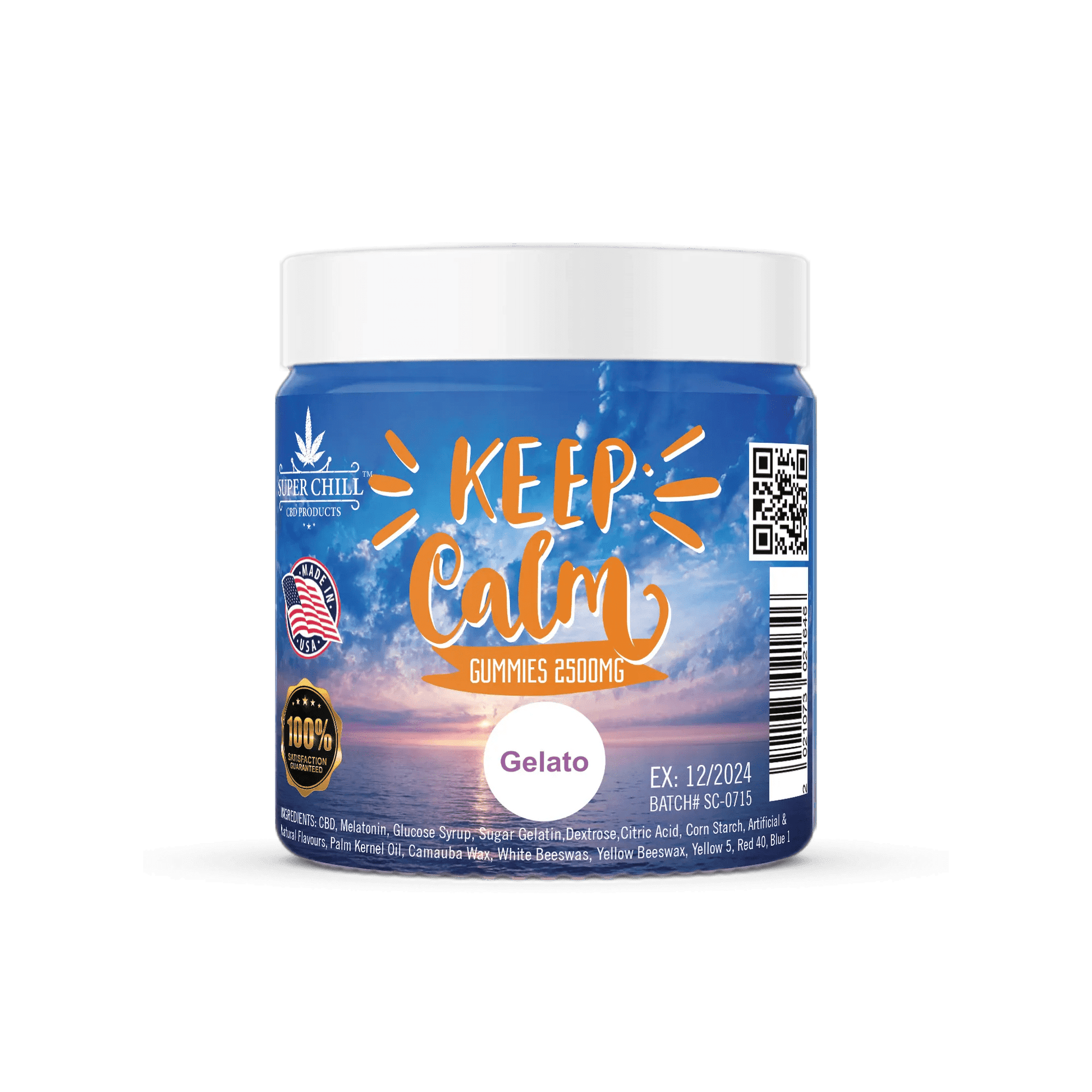 Super Chill CBD Calm Gummies - 2500 MG - 100% Natural - 25 Gummies (100MG Each) - Made in USA