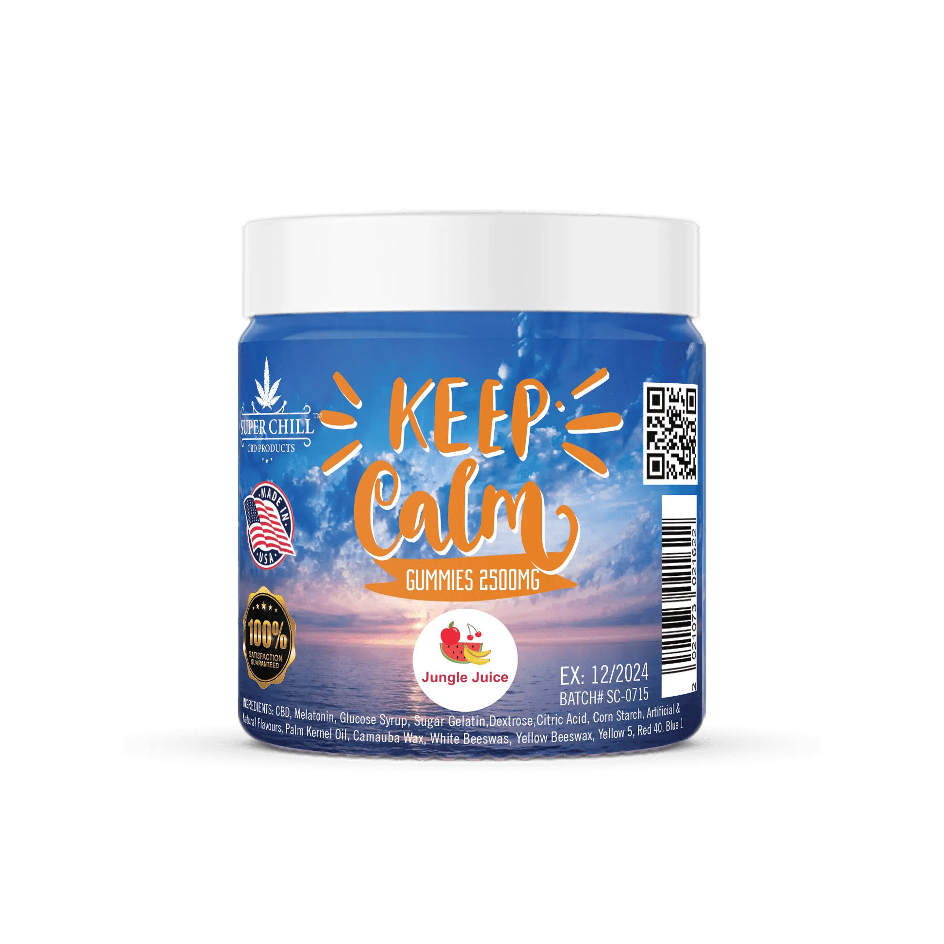 Super Chill CBD Calm Gummies - 2500 MG - 100% Natural - 25 Gummies (100MG Each) - Made in USA