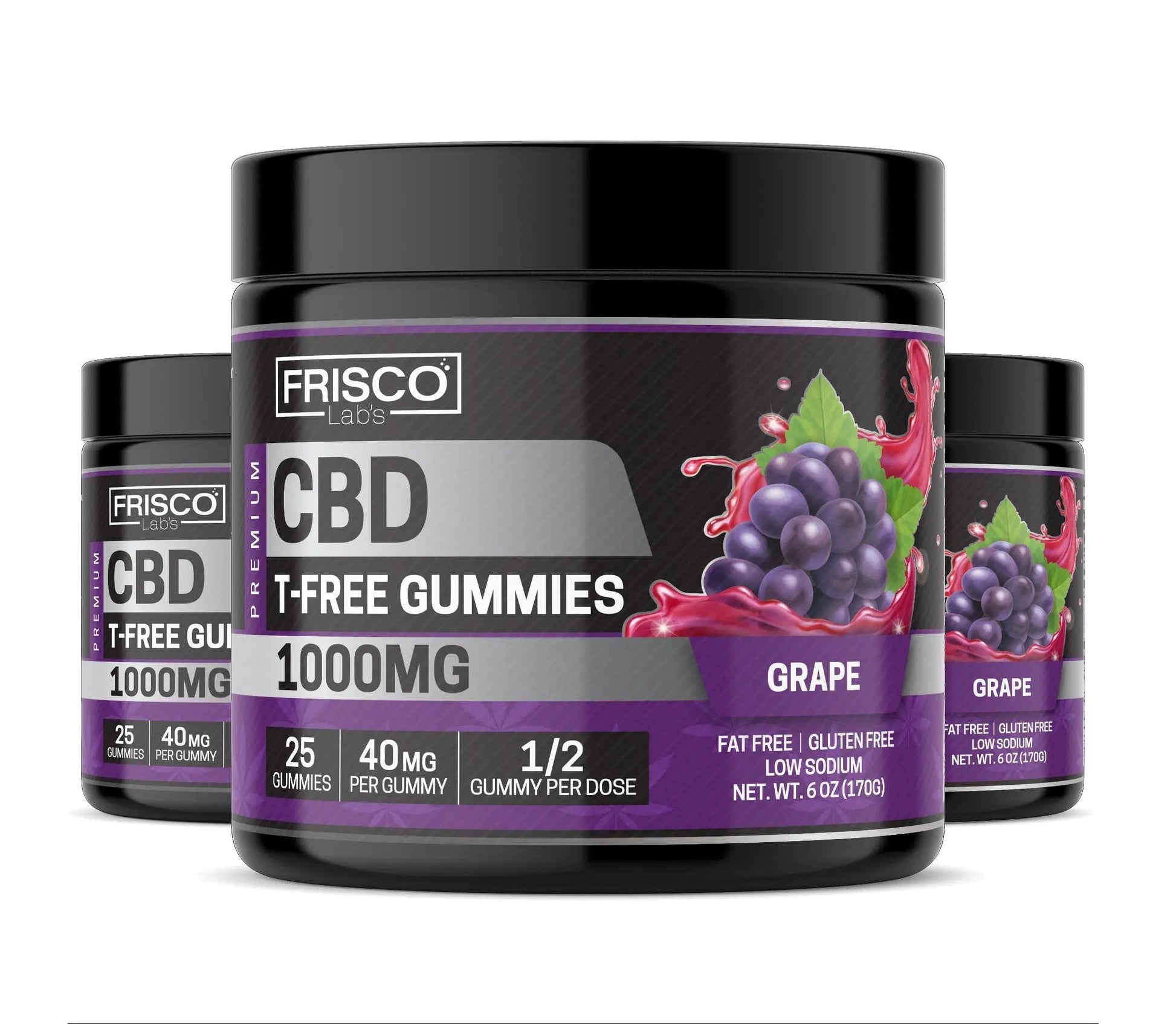 T-Free CBD Gummies, Grape - 1000mg | 25 Pcs Gummies