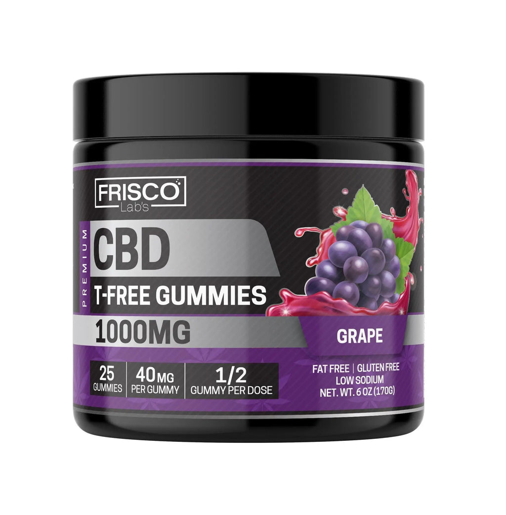 T-Free CBD Gummies, Grape - 1000mg | 25 Pcs Gummies