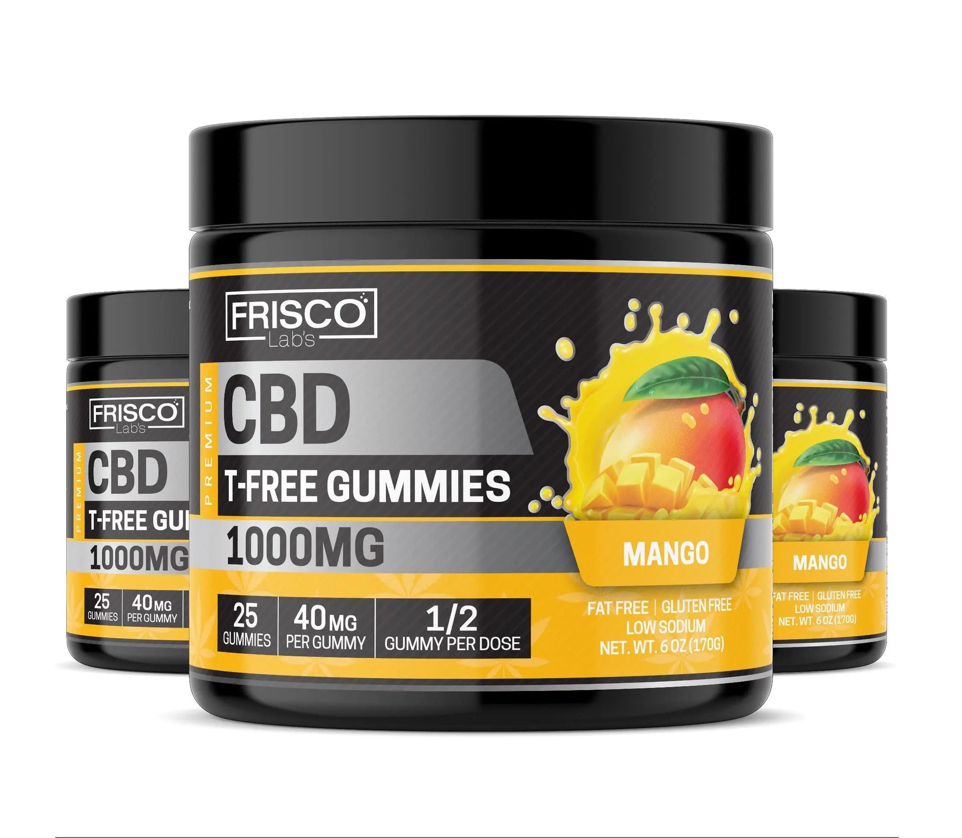 T-Free CBD Gummies, Mango - 1000mg | 25 Pcs Gummies