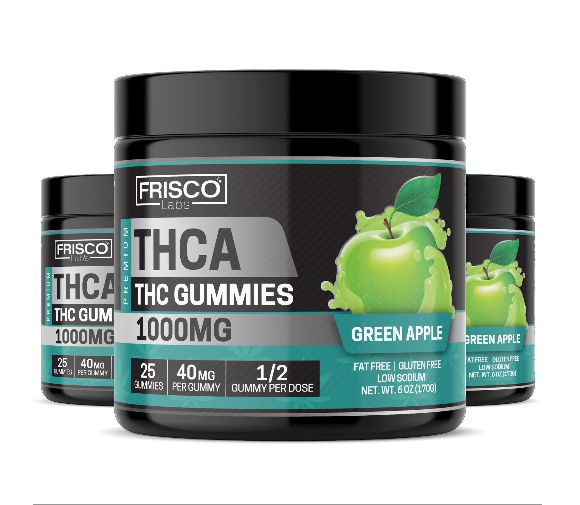 THCA Gummies, Green Apple - 1000mg | 25 Pcs Gummies