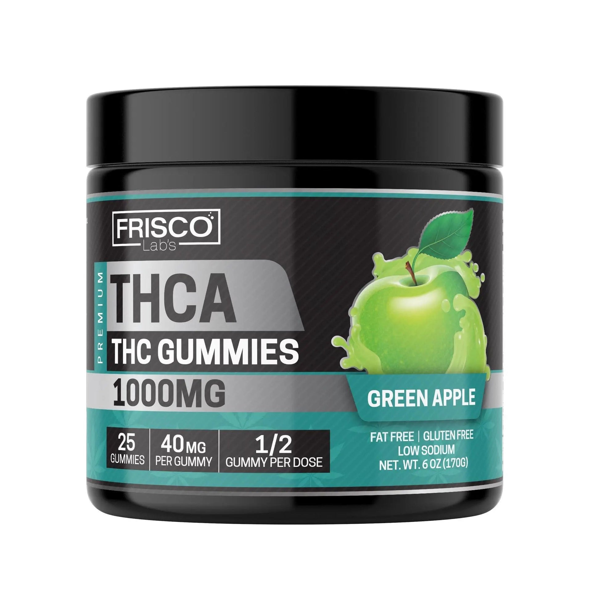 THCA Gummies, Green Apple - 1000mg | 25 Pcs Gummies