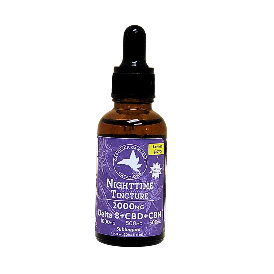 Nighttime Tincture 2000mg | Delta 8, CBN, CBD | Lemon | Carolina Cannabis Creations
