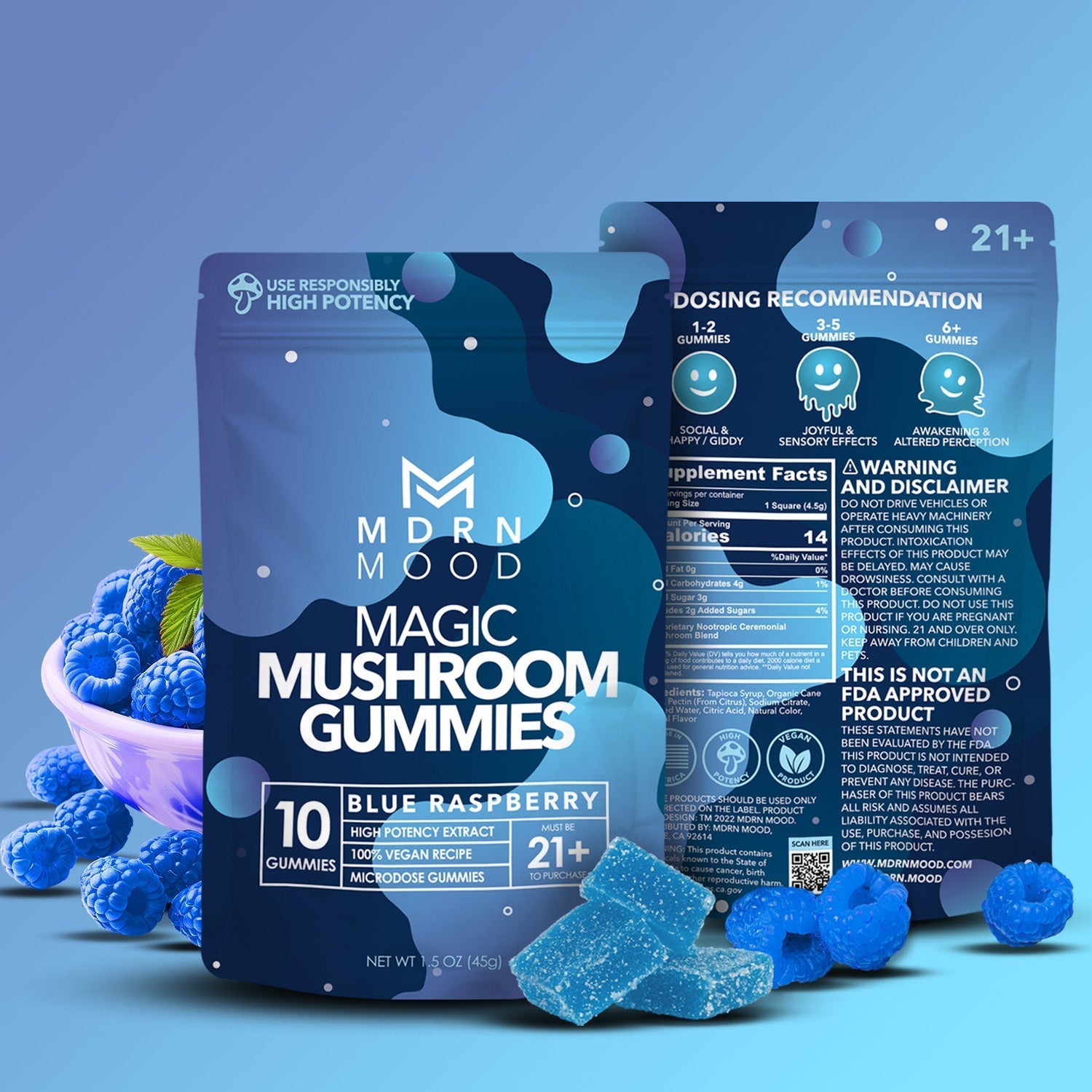 MDRN MOOD Magic Mushroom Gummies - Blue Raspberry