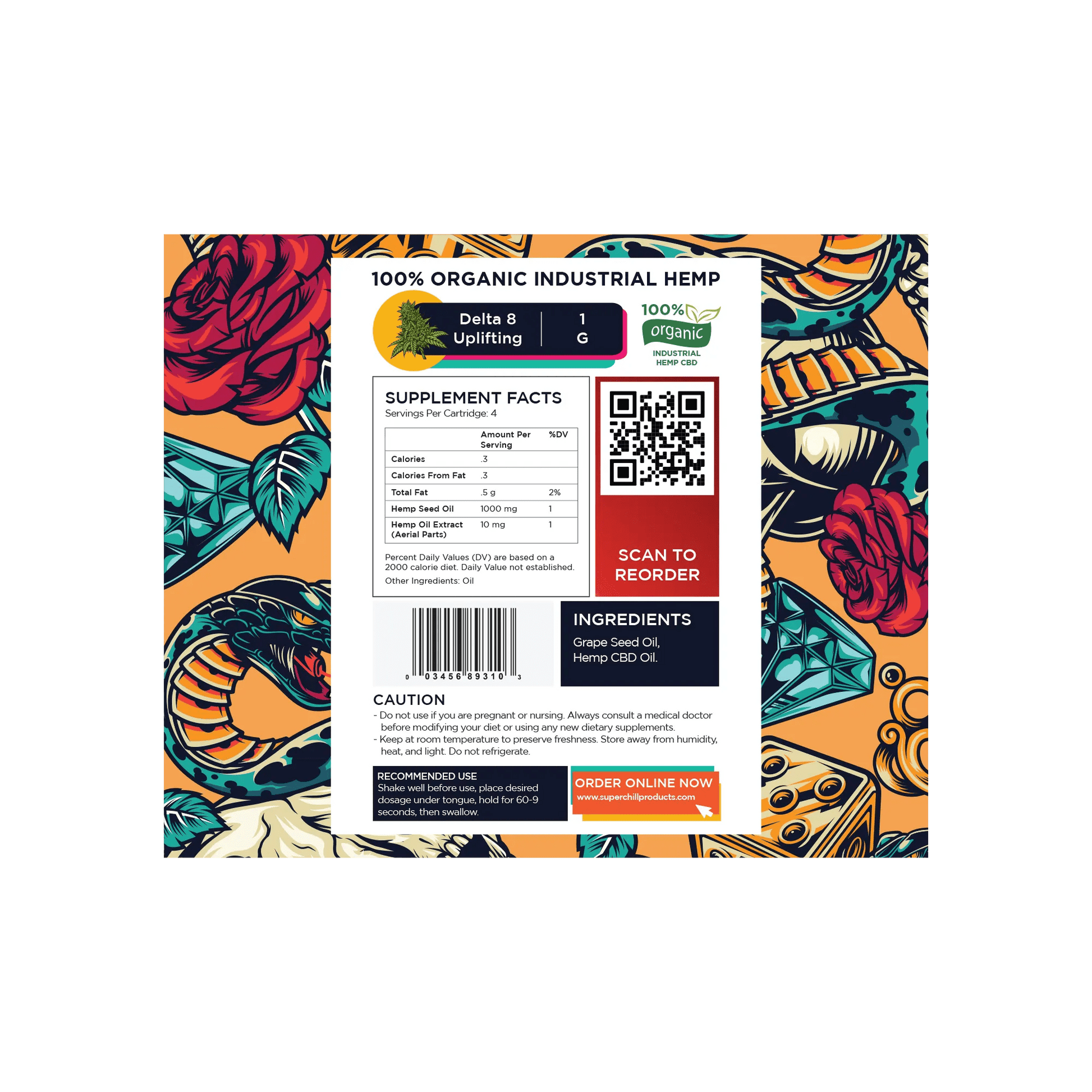 Super Chill CBD - Delta 8 Cartridges - 1 ML - 1000 MG Pre-Filled - High Strength - 100% Natural - Made in USA