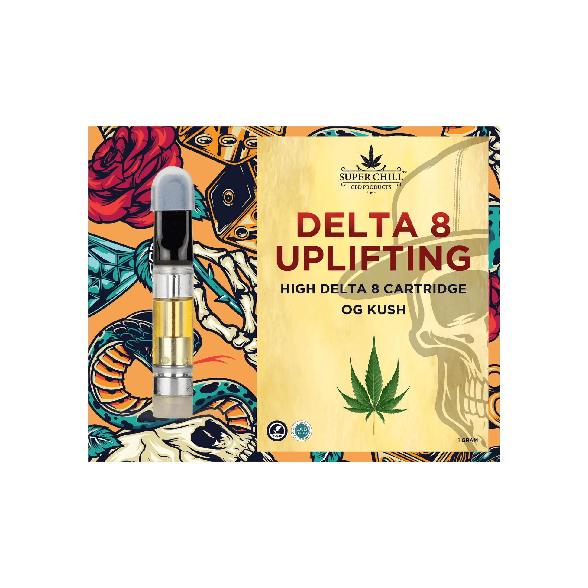 Super Chill CBD - Delta 8 Cartridges - 1 ML - 1000 MG Pre-Filled - High Strength - 100% Natural - Made in USA