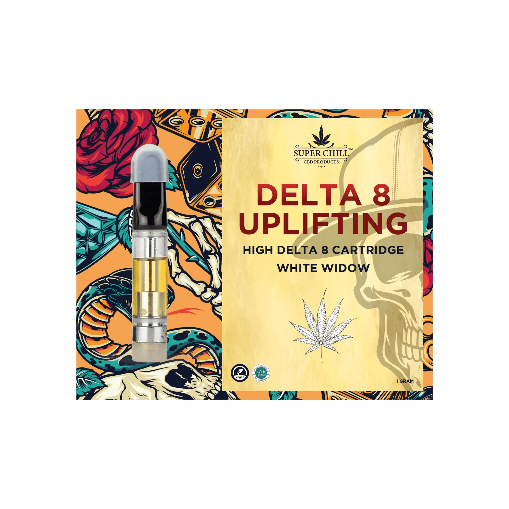 Super Chill CBD - Delta 8 Cartridges - 1 ML - 1000 MG Pre-Filled - High Strength - 100% Natural - Made in USA