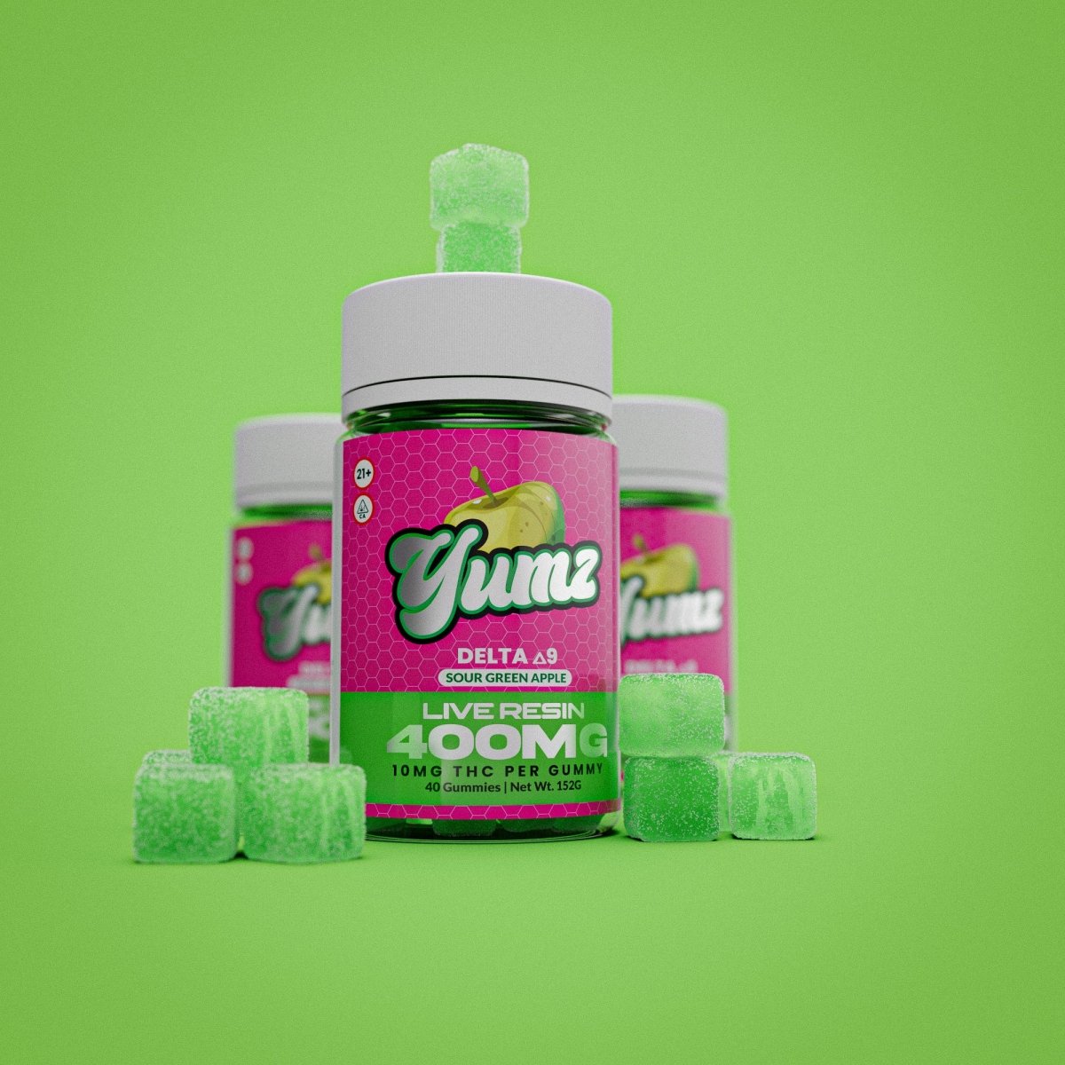 THC Gummies - Delta 9 THC - YUMZ LAB - Sour Green Apple